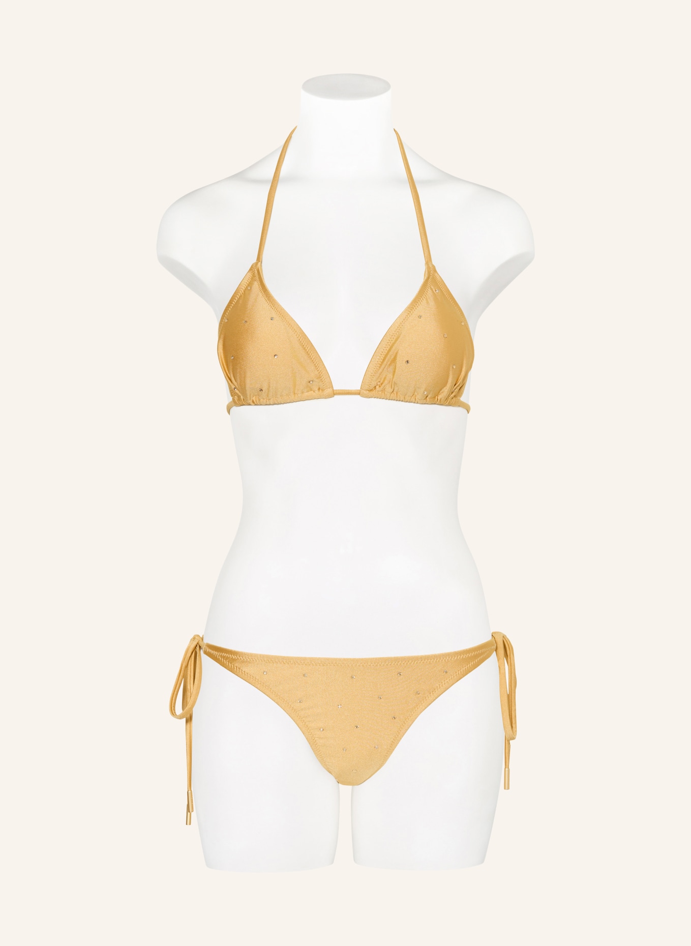 GOLDBERGH Triangel-bikinibroekje KAIA met sierstenen: GOUD