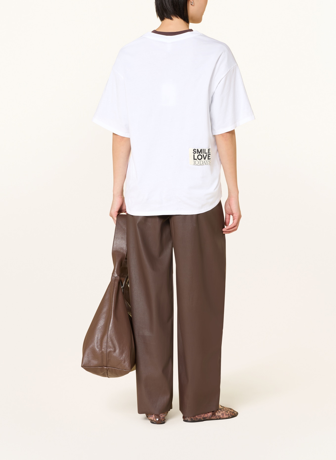 10DAYS T-Shirt: WEISS / DUNKELBRAUN