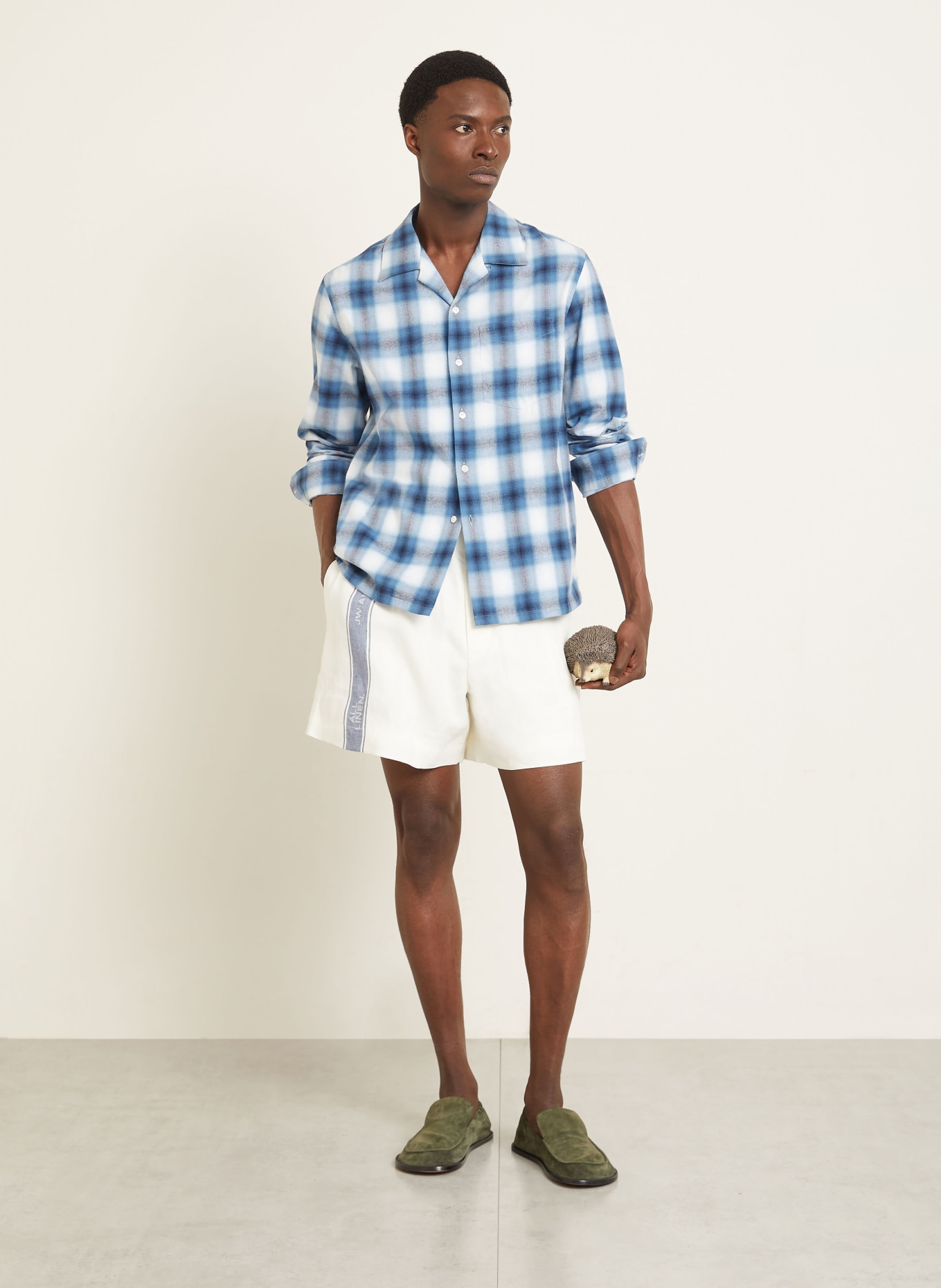 JW ANDERSON plátěné šortky: REŽNÁ / TMAVĚ MODRÁ