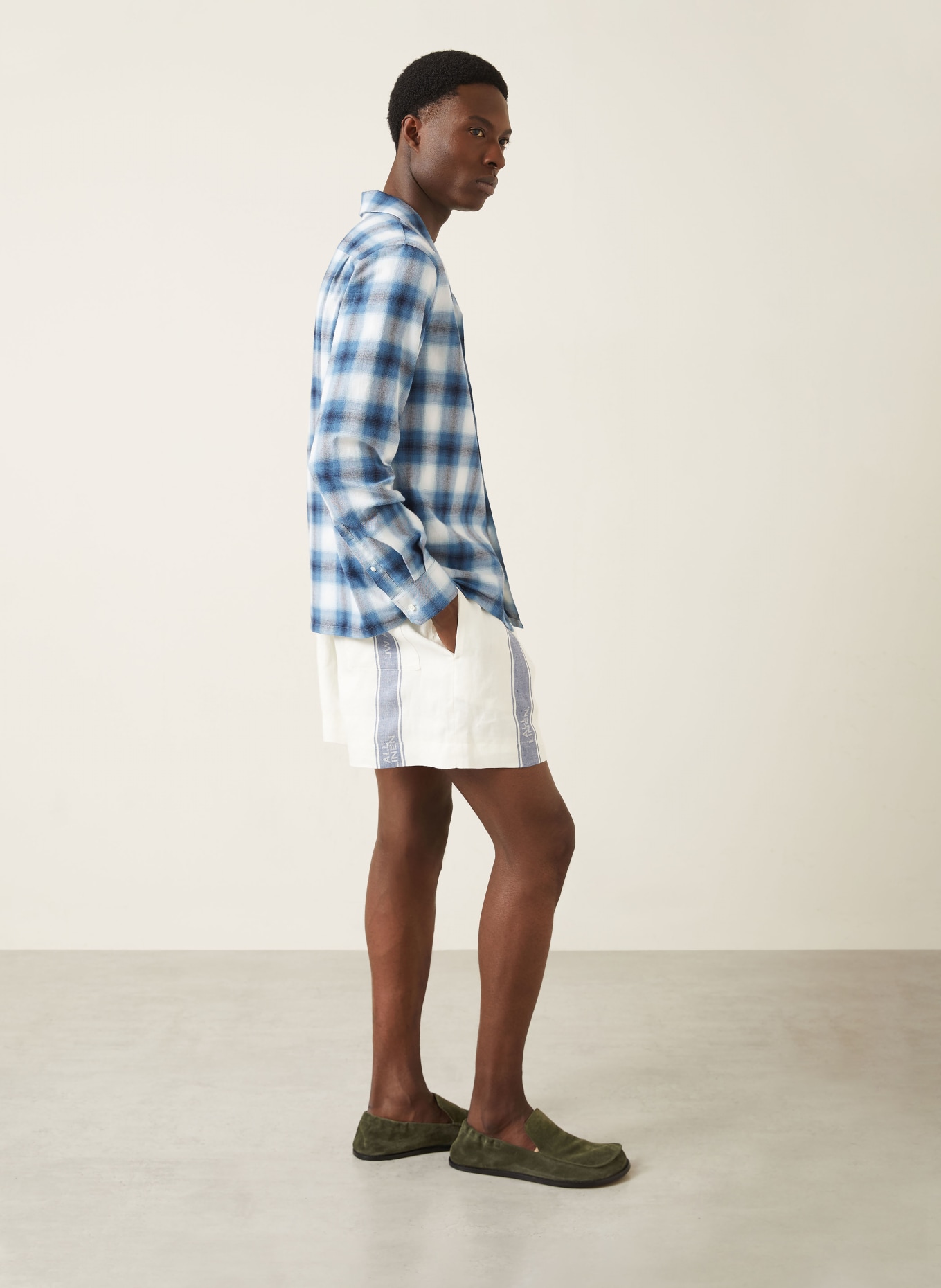 JW ANDERSON plátěné šortky: REŽNÁ / TMAVĚ MODRÁ