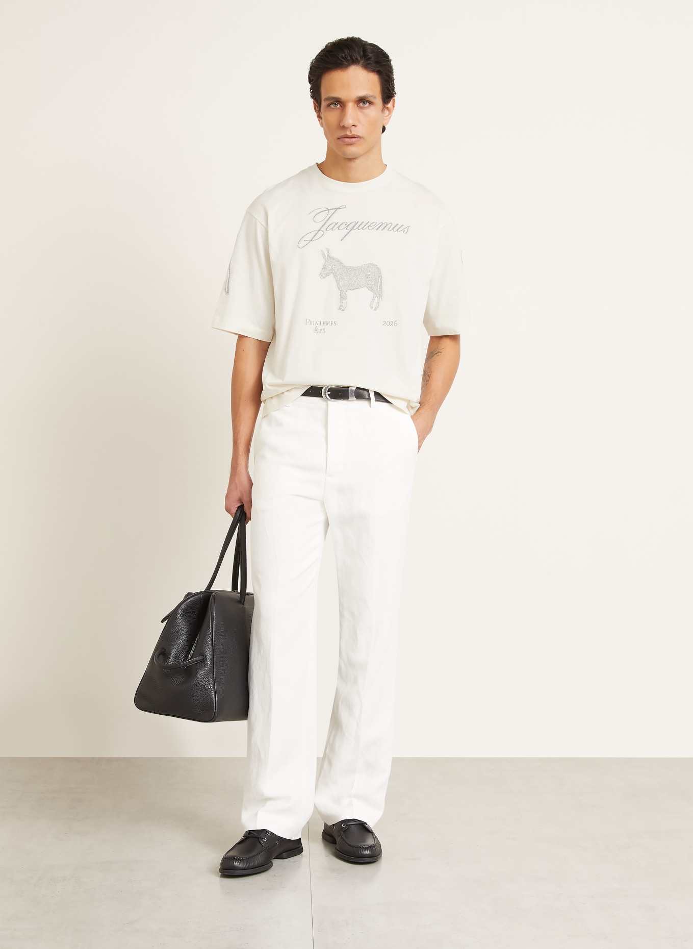 JACQUEMUS T-shirt LE TSHIRT ANE: ECRU / GRIJS