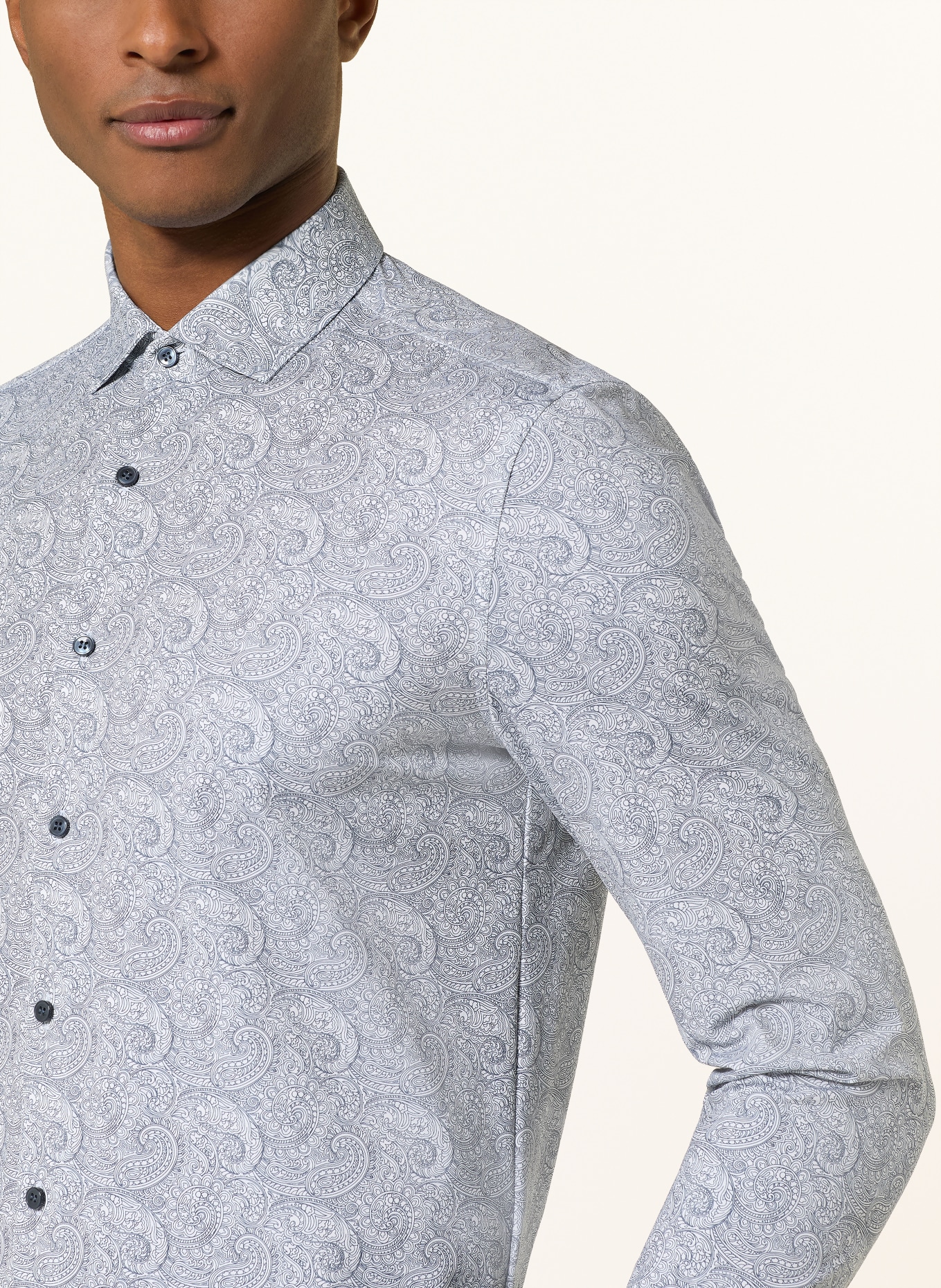 OLYMP Hemd Level Five body fit: DUNKELBLAU / WEISS