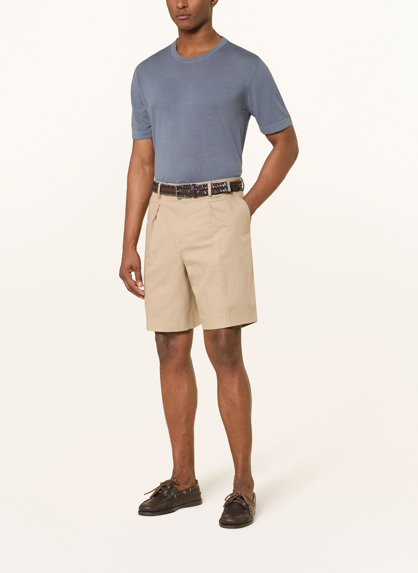 MOS MOSH Gallery Strickshirt MMGCROWE mit Leinen: BLAUGRAU