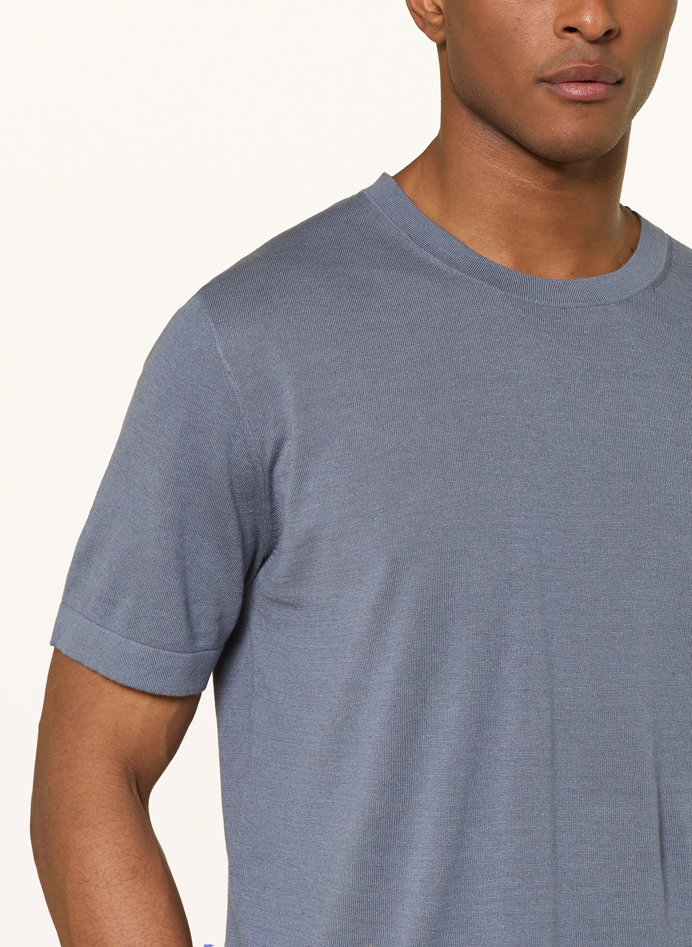 MOS MOSH Gallery Strickshirt MMGCROWE mit Leinen: BLAUGRAU