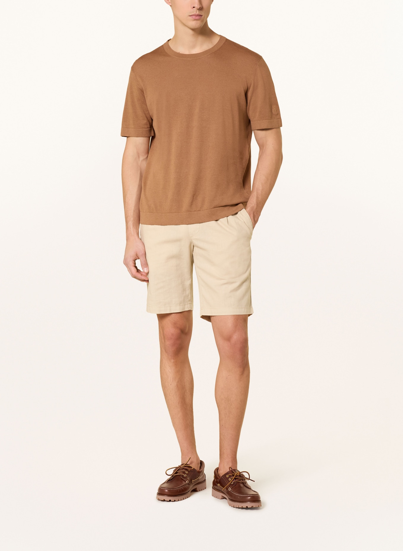 MOS MOSH Gallery Strickshirt MMGCROWE mit Leinen: COGNAC