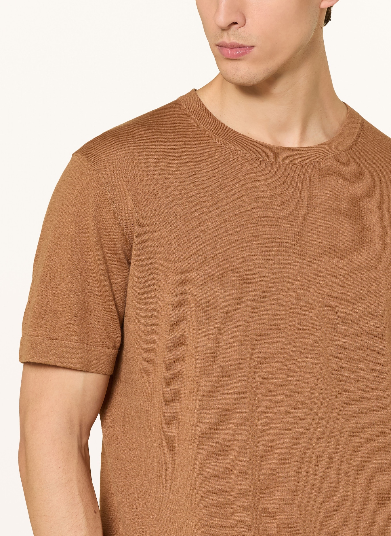 MOS MOSH Gallery Strickshirt MMGCROWE mit Leinen: COGNAC
