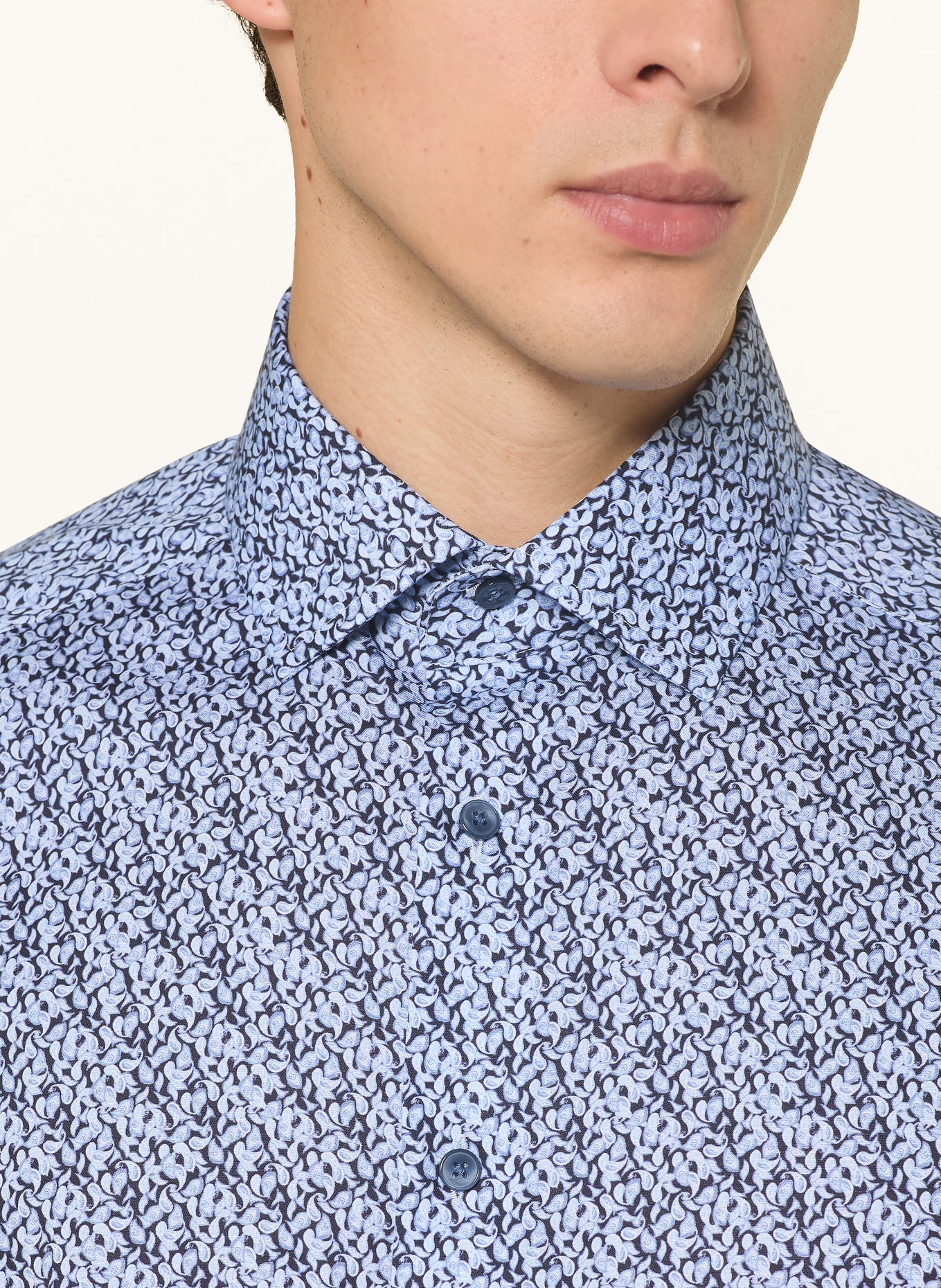 OLYMP Kurzarm-Hemd Luxor modern fit: DUNKELBLAU / HELLBLAU