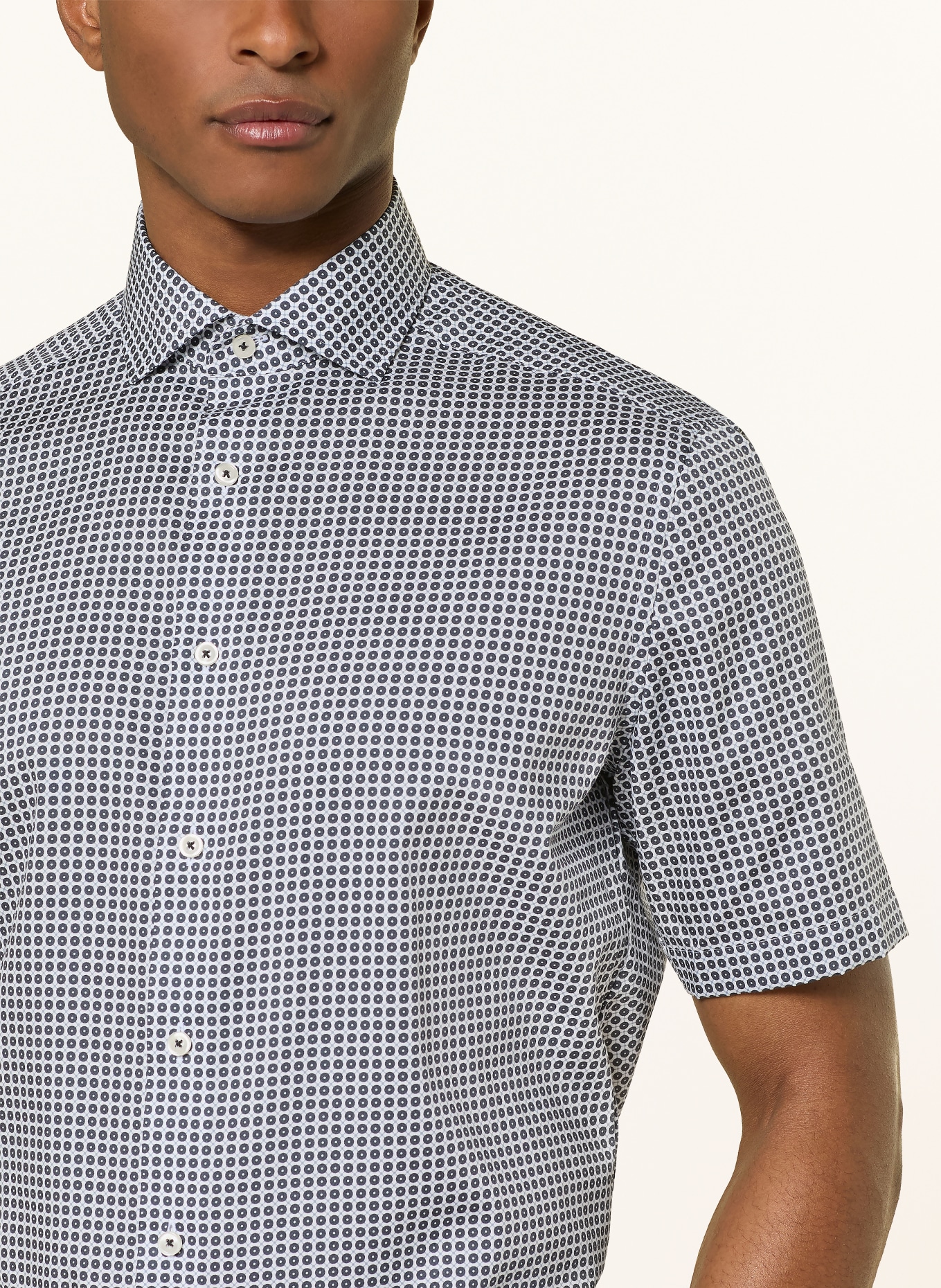 OLYMP Kurzarm-Hemd Luxor modern fit: DUNKELGRAU / WEISS