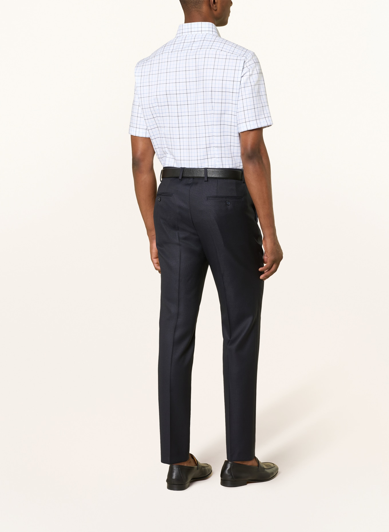 OLYMP Kurzarm-Hemd Luxor modern fit: WEISS / DUNKELGRAU / HELLBLAU