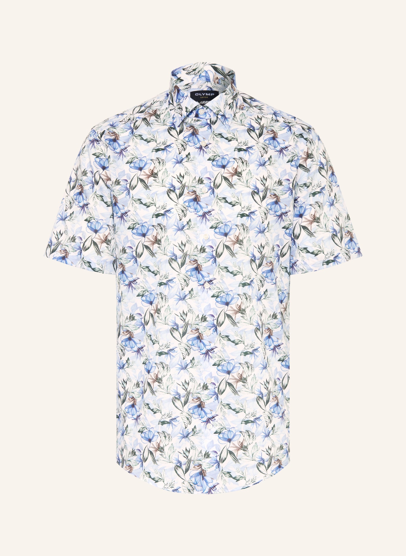 OLYMP Kurzarm-Hemd Luxor modern fit: HELLBLAU / BRAUN / GRÜN
