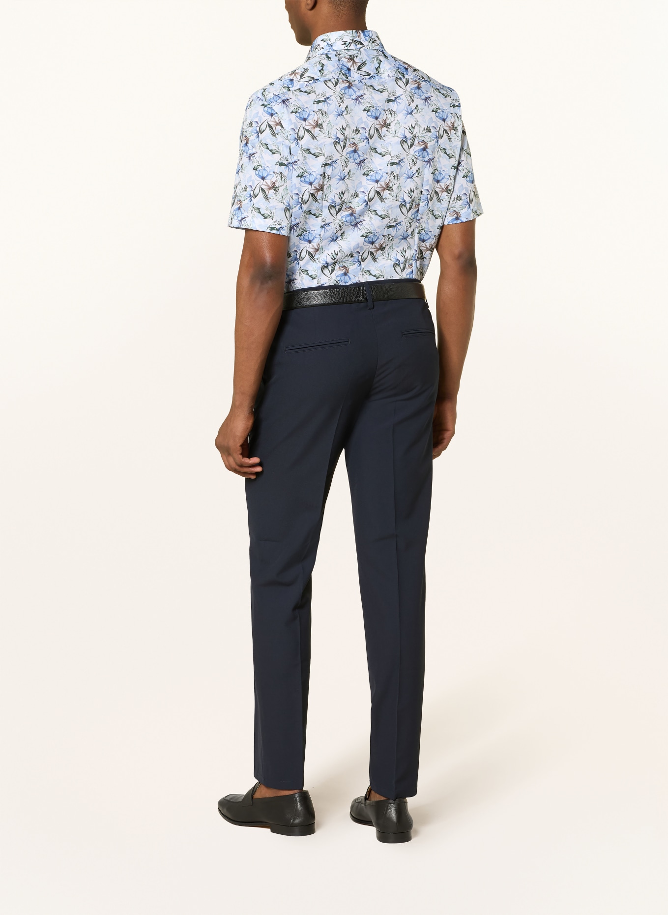 OLYMP Kurzarm-Hemd Luxor modern fit: HELLBLAU / BRAUN / GRÜN