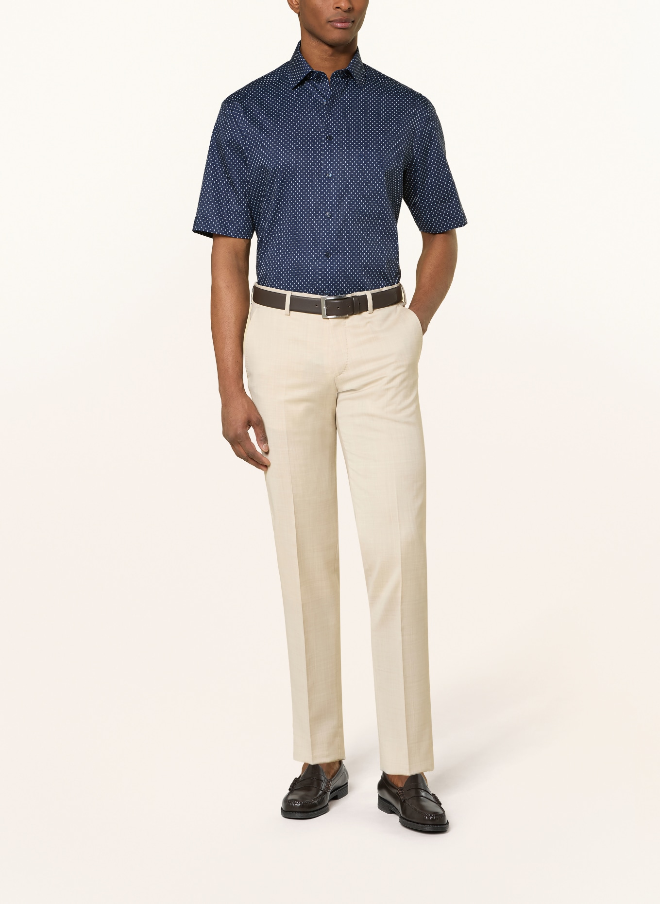 OLYMP Kurzarm-Hemd Luxor comfort fit: DUNKELBLAU / HELLBLAU / WEISS