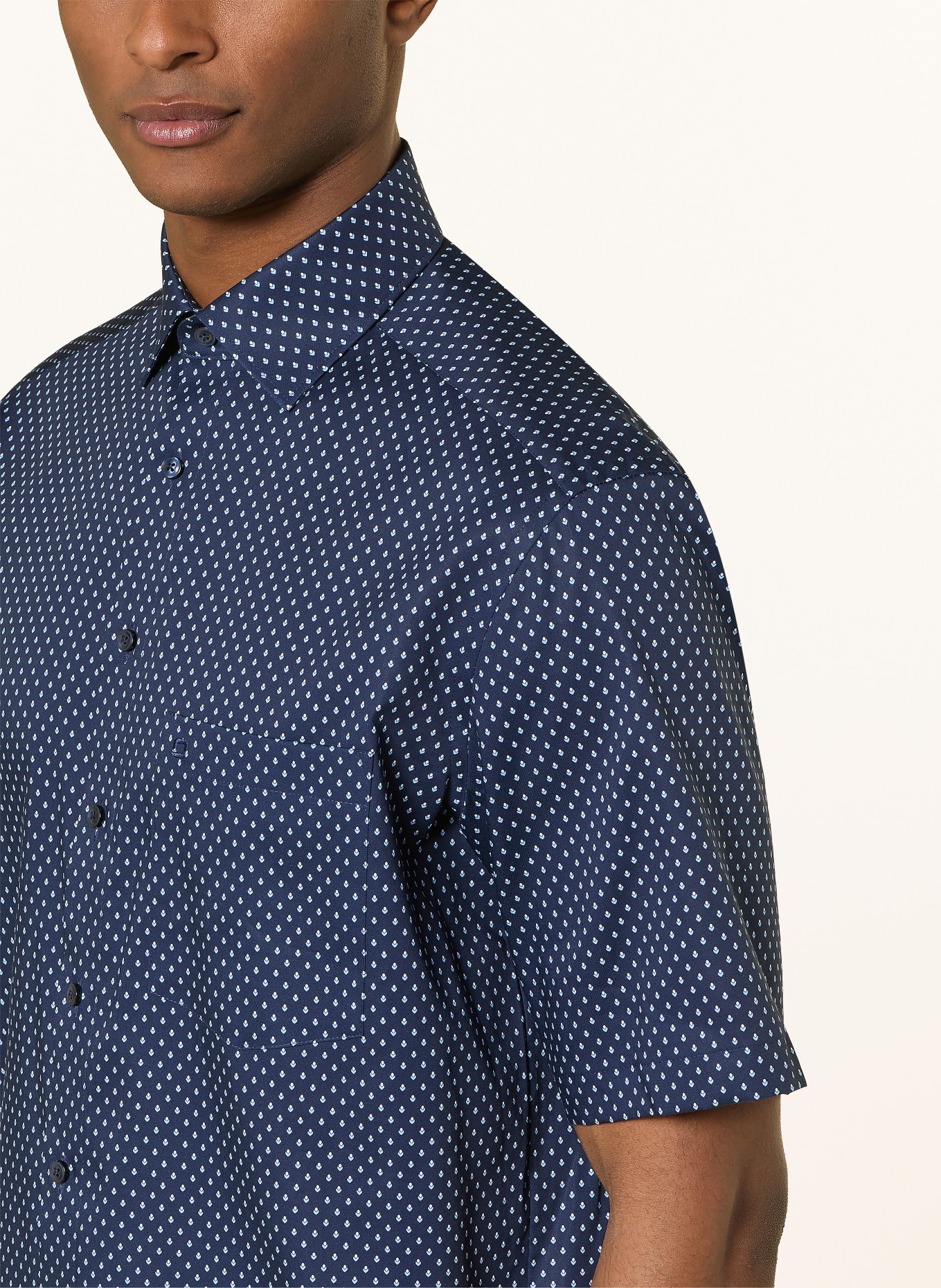 OLYMP Kurzarm-Hemd Luxor comfort fit: DUNKELBLAU / HELLBLAU / WEISS