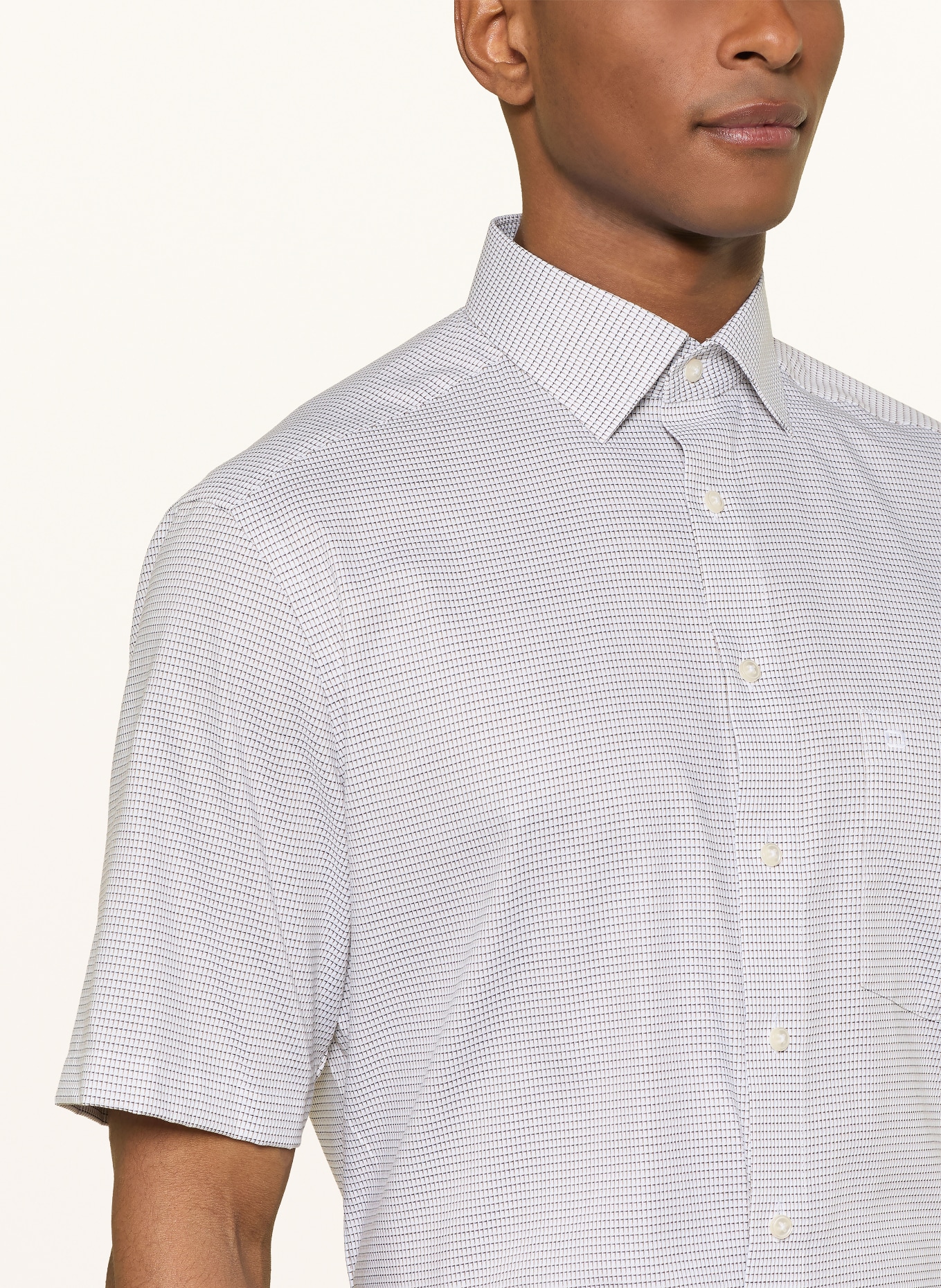 OLYMP Kurzarm-Hemd Luxor comfort fit: WEISS / BRAUN / SCHWARZ