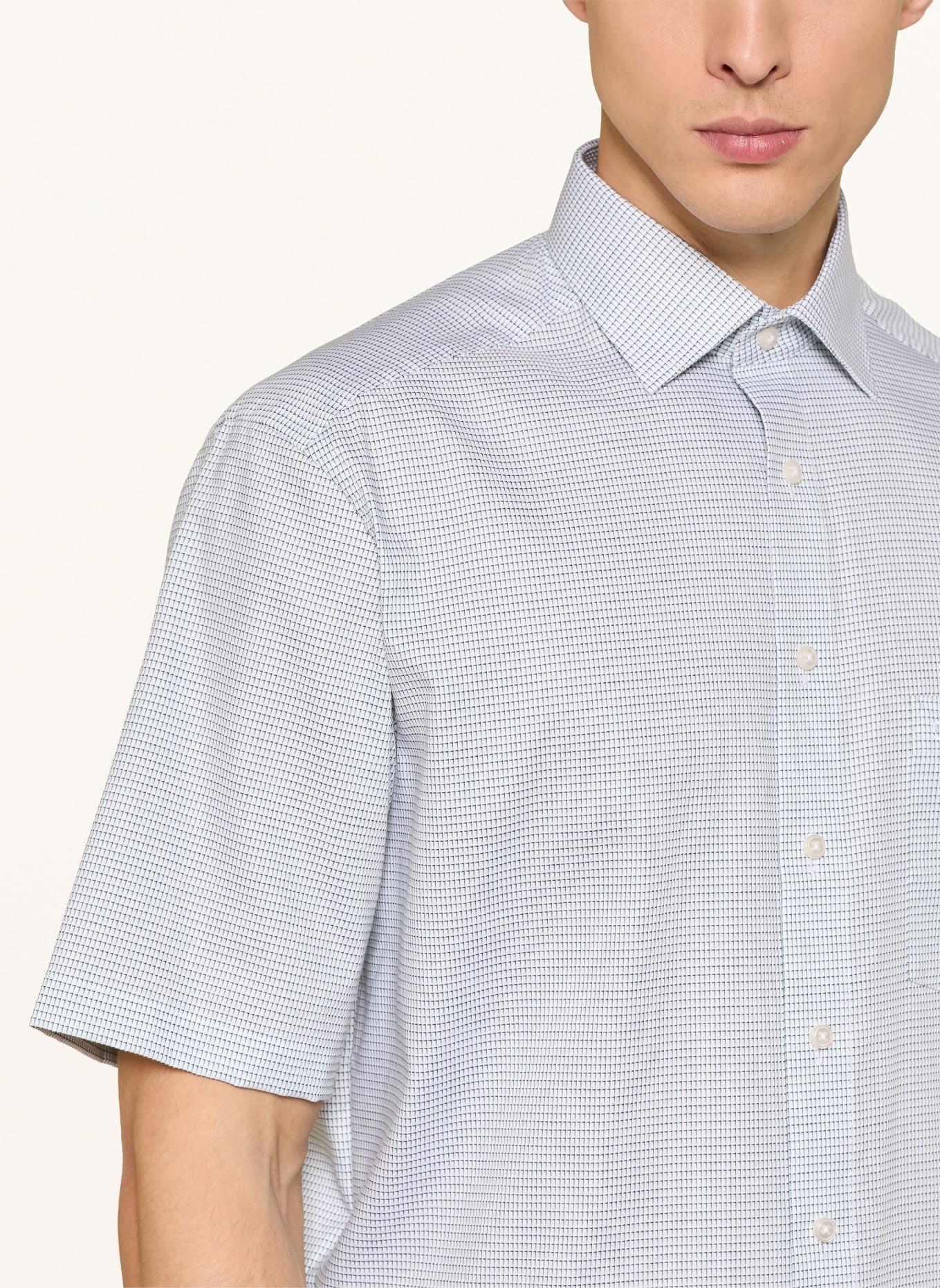 OLYMP Kurzarm-Hemd Luxor comfort fit: GRÜN / ECRU