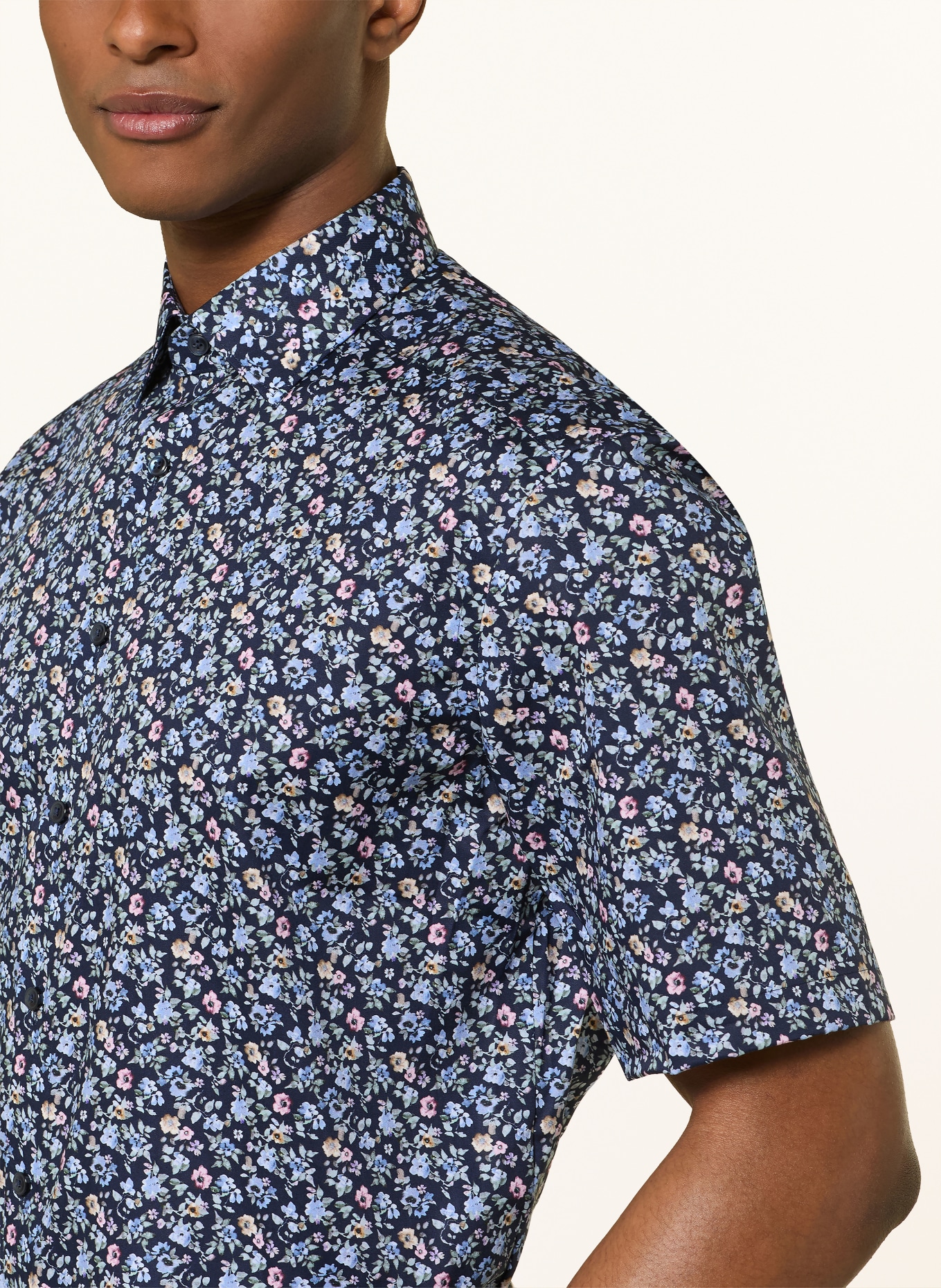 OLYMP Kurzarm-Hemd Luxor comfort fit: DUNKELBLAU / ROSA / GRÜN