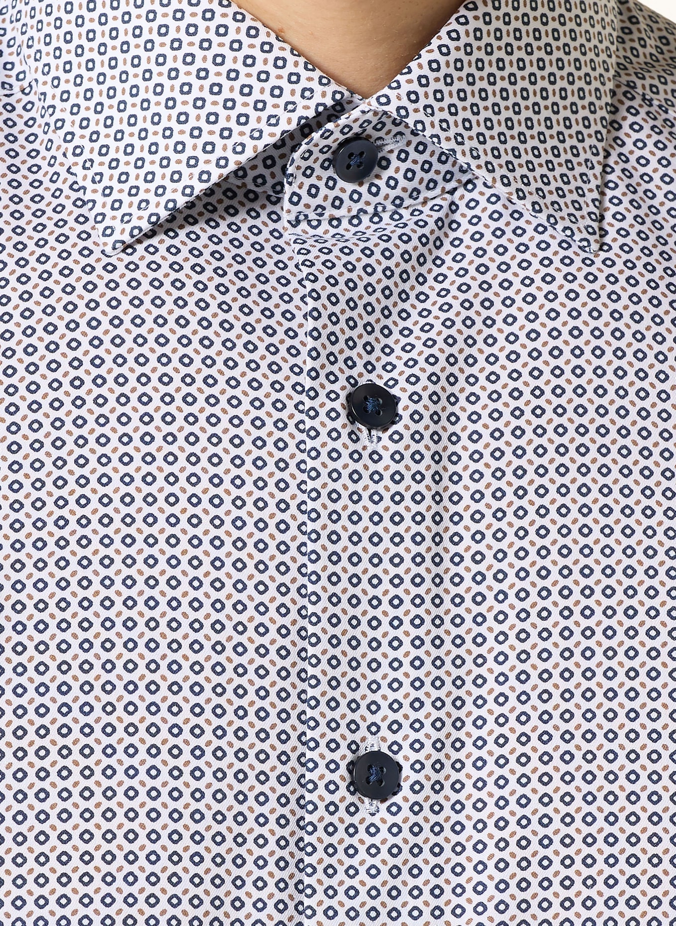 OLYMP Kurzarm-Hemd Luxor comfort fit: WEISS / DUNKELBLAU