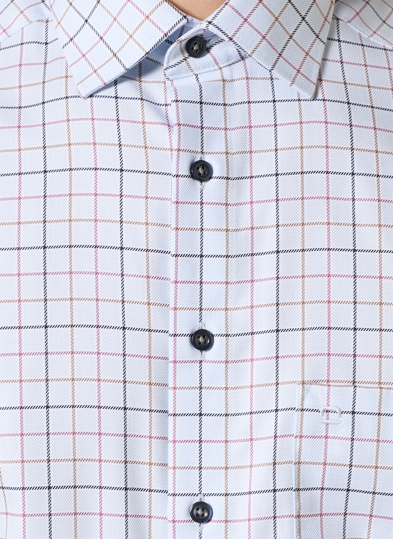 OLYMP Kurzarm-Hemd Luxor comfort fit: HELLBLAU / BEIGE / DUNKELROT