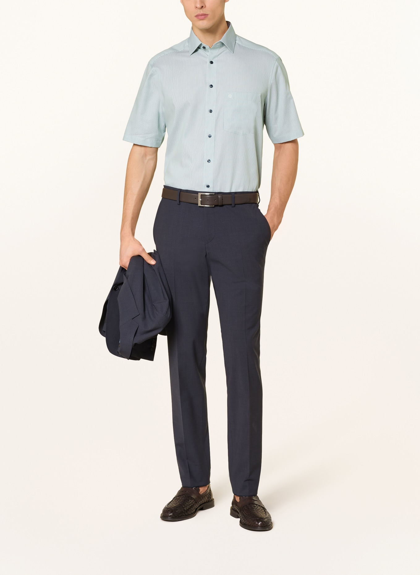 OLYMP Kurzarm-Hemd Luxor comfort fit: GRÜN / WEISS