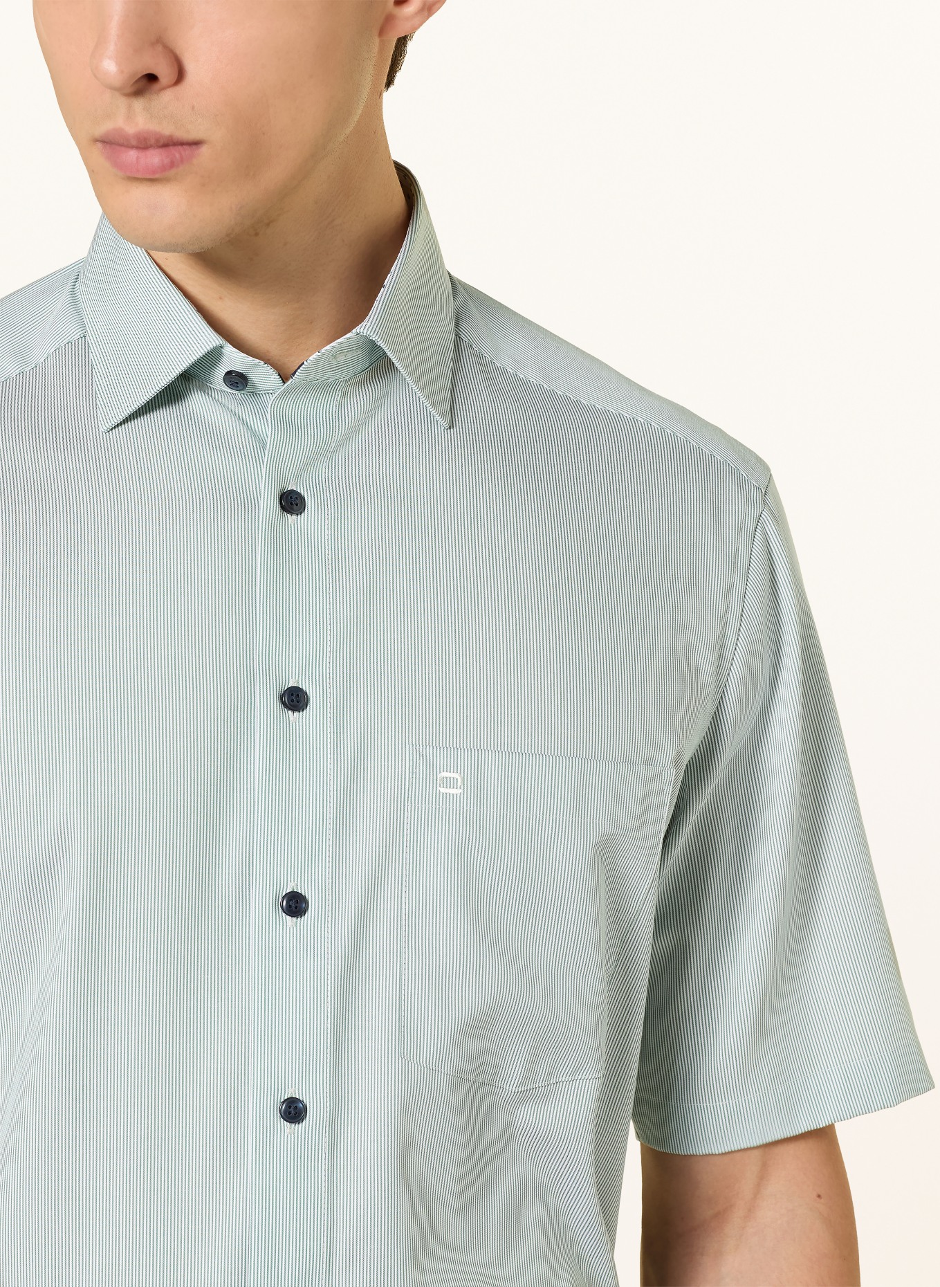 OLYMP Kurzarm-Hemd Luxor comfort fit: GRÜN / WEISS