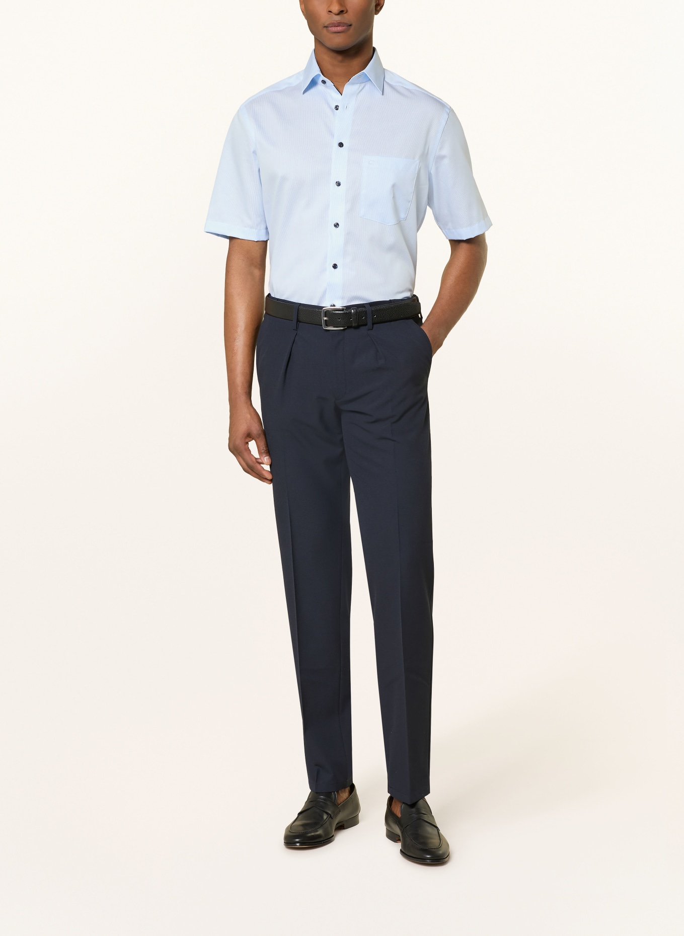 OLYMP Kurzarm-Hemd Luxor comfort fit: HELLBLAU / WEISS