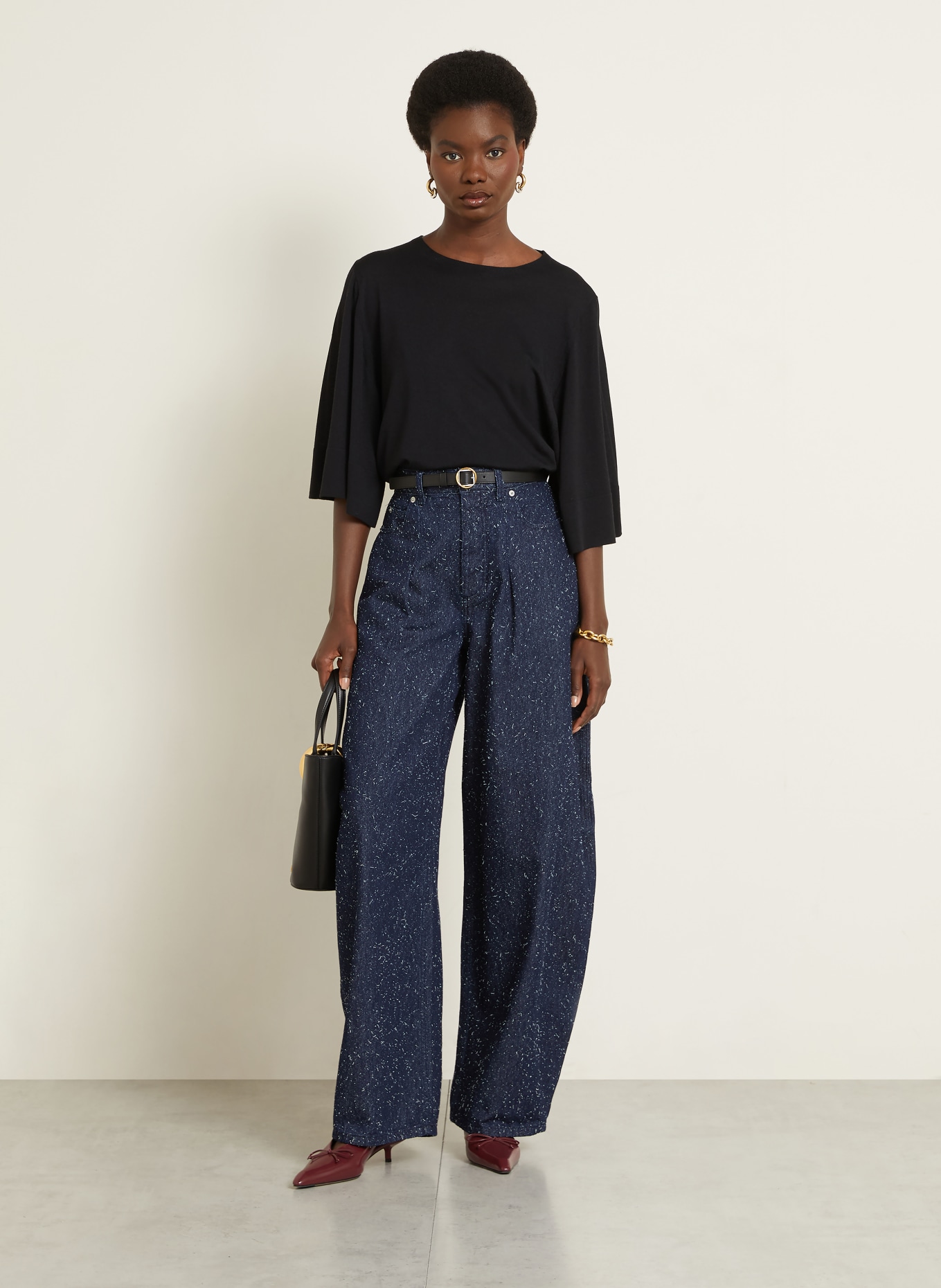 JACQUEMUS Pull LA MAILLE MANANCO à manches 3/4: NOIR