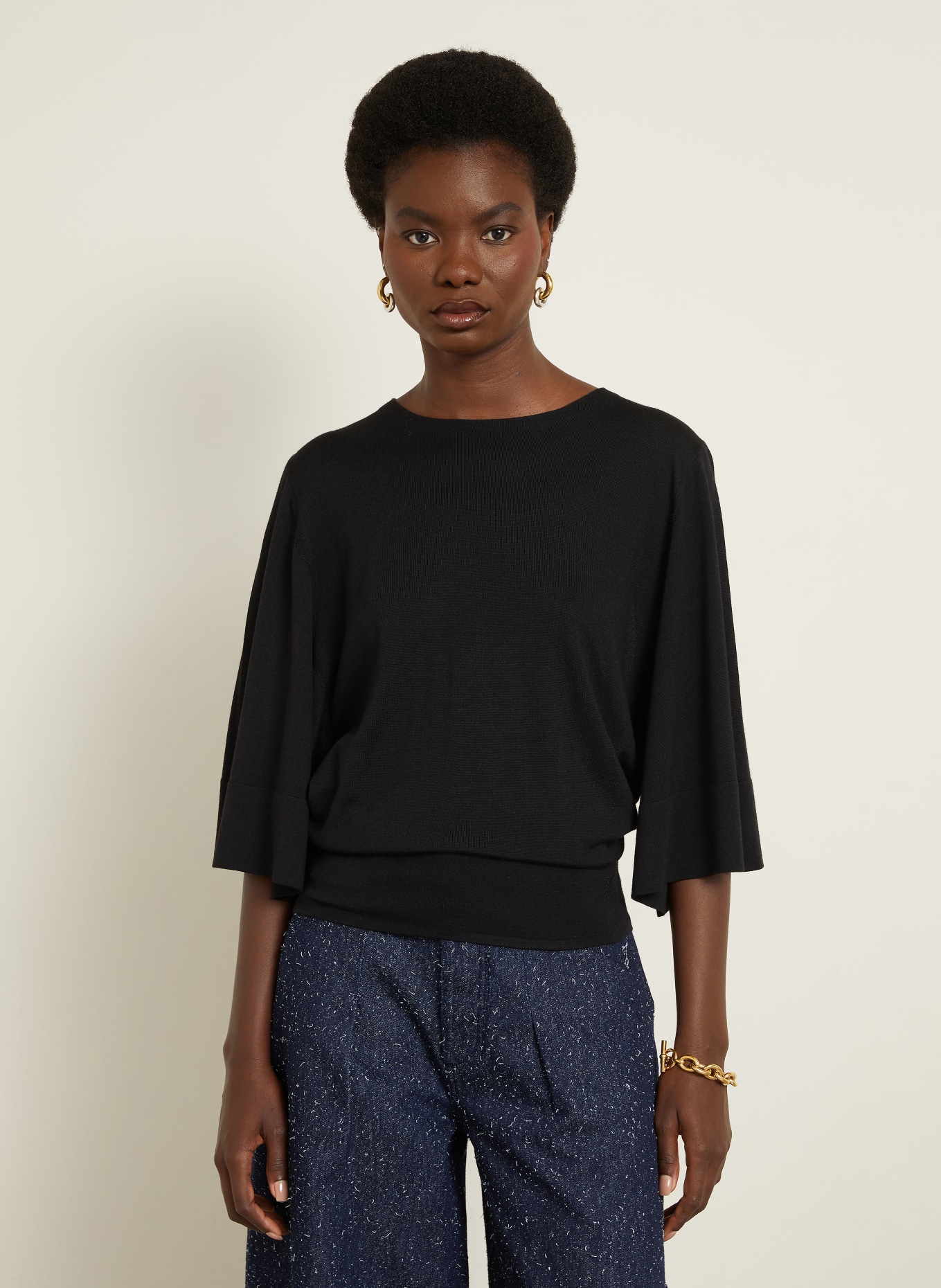 JACQUEMUS Pull LA MAILLE MANANCO à manches 3/4: NOIR