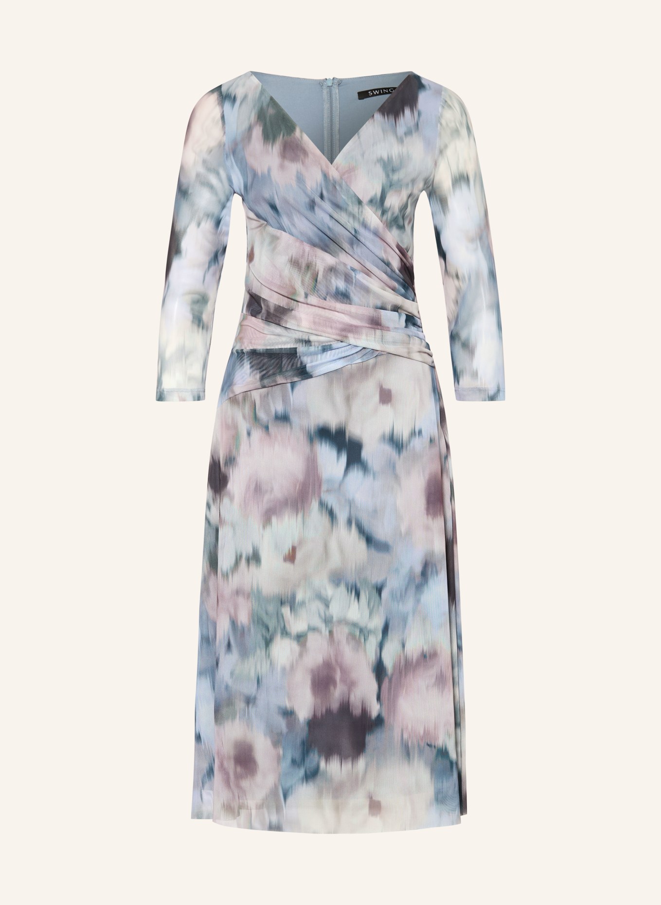 SWING Mesh-Kleid mit 3/4-Arm: HELLBLAU / ALTROSA / PETROL