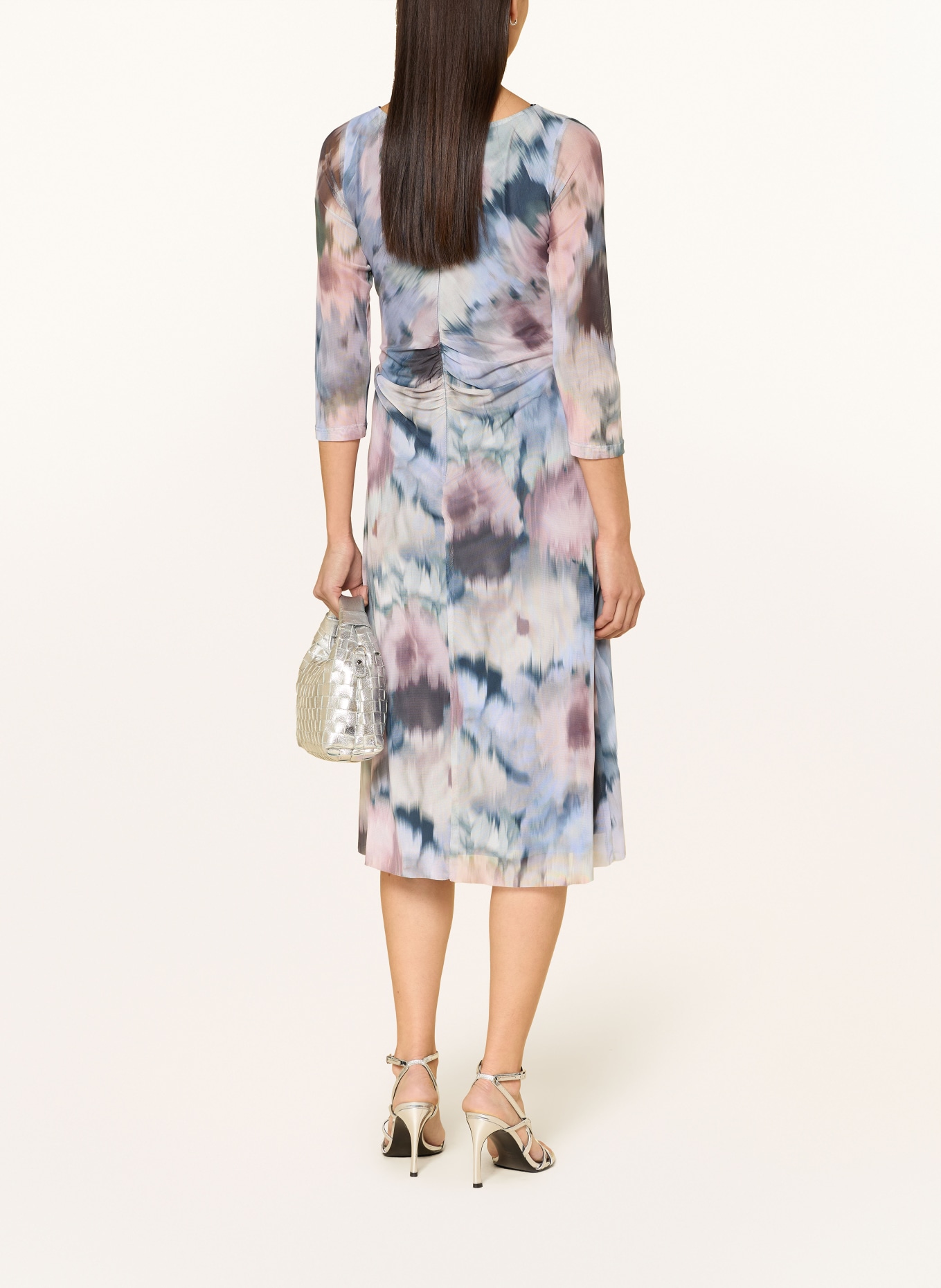 SWING Mesh-Kleid mit 3/4-Arm: HELLBLAU / ALTROSA / PETROL