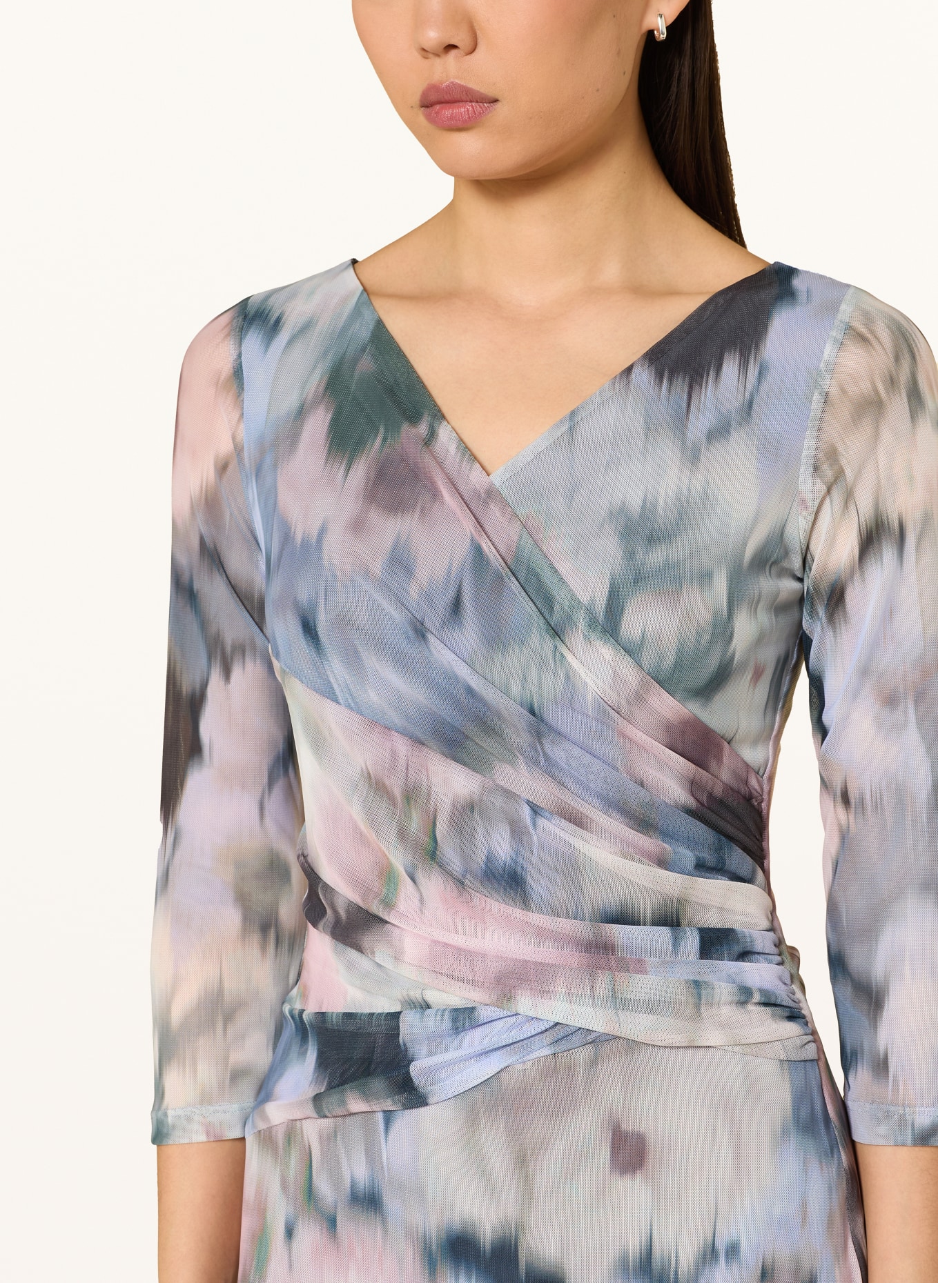 SWING Mesh-Kleid mit 3/4-Arm: HELLBLAU / ALTROSA / PETROL