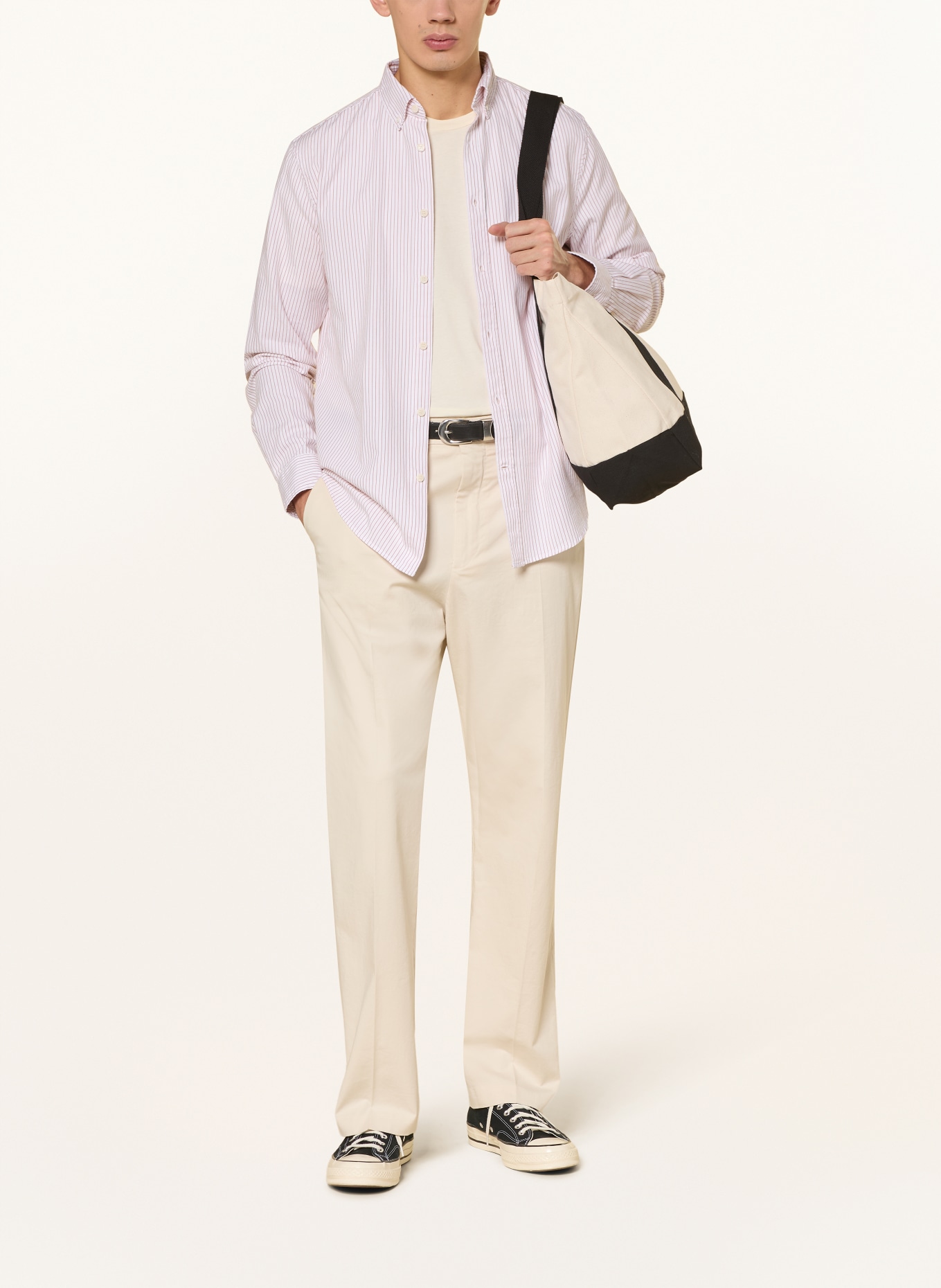 ARMEDANGELS Overhemd QUAASA Slim Fit: WIT / DONKERORANJE