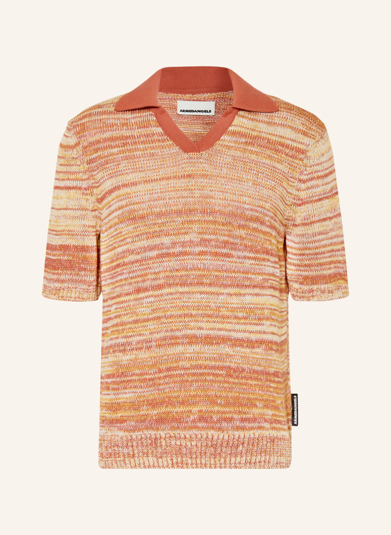 ARMEDANGELS Gebreid poloshirt: CRÈME / BEIGE / ZALM
