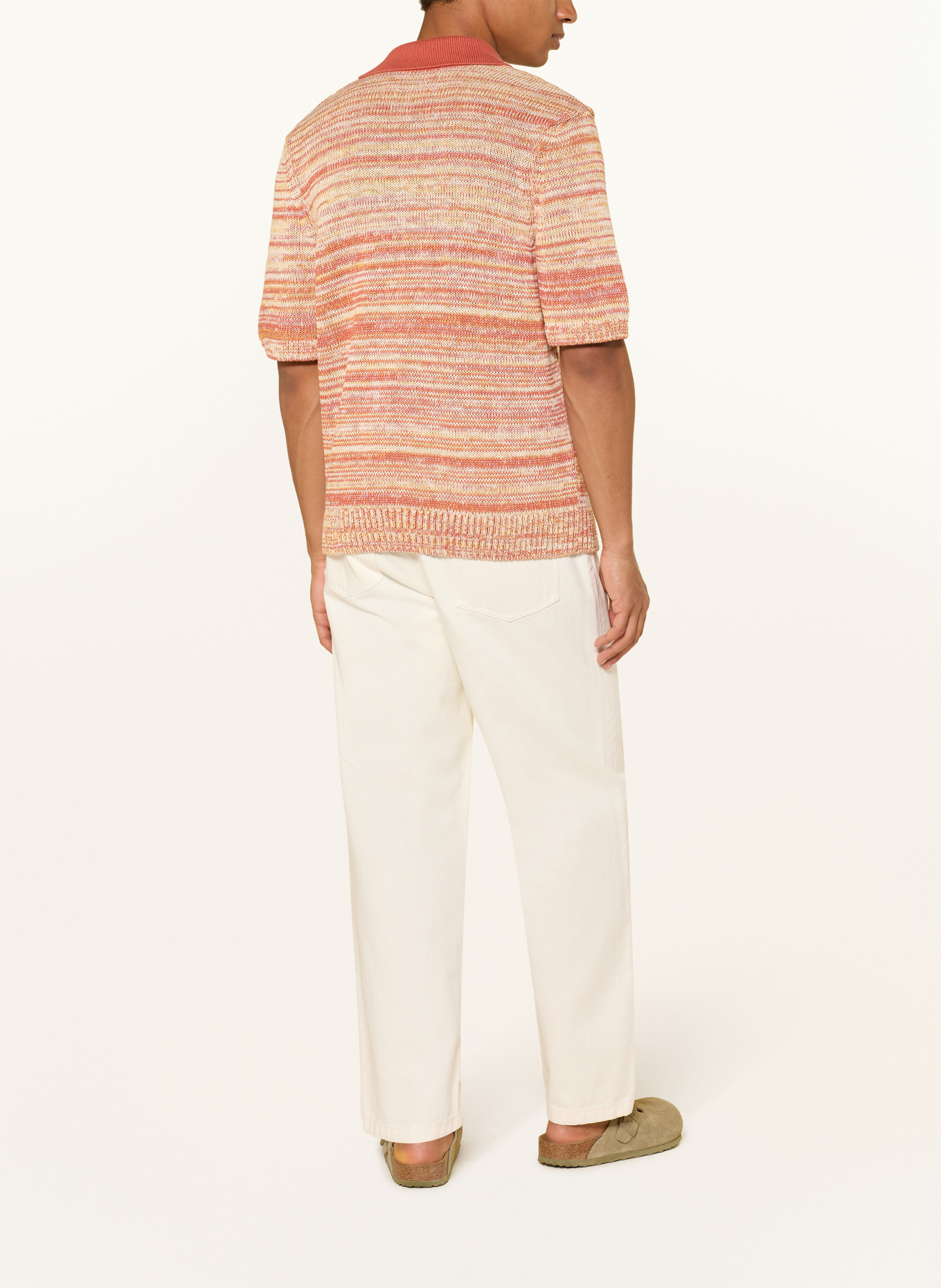 ARMEDANGELS Gebreid poloshirt: CRÈME / BEIGE / ZALM