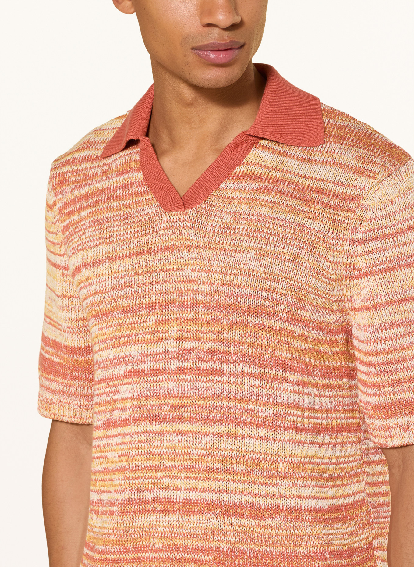 ARMEDANGELS Gebreid poloshirt: CRÈME / BEIGE / ZALM