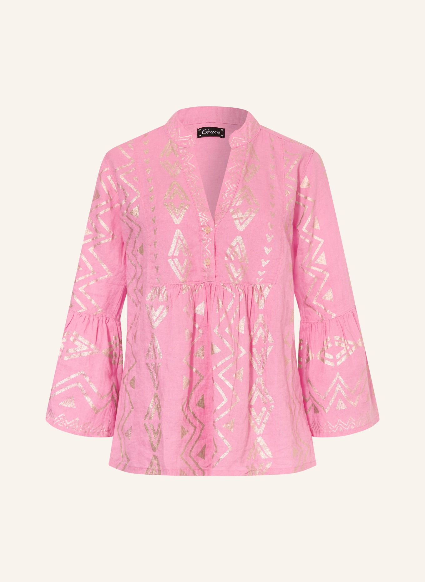 Grace Linnen overhemd: ROZE / GOUD