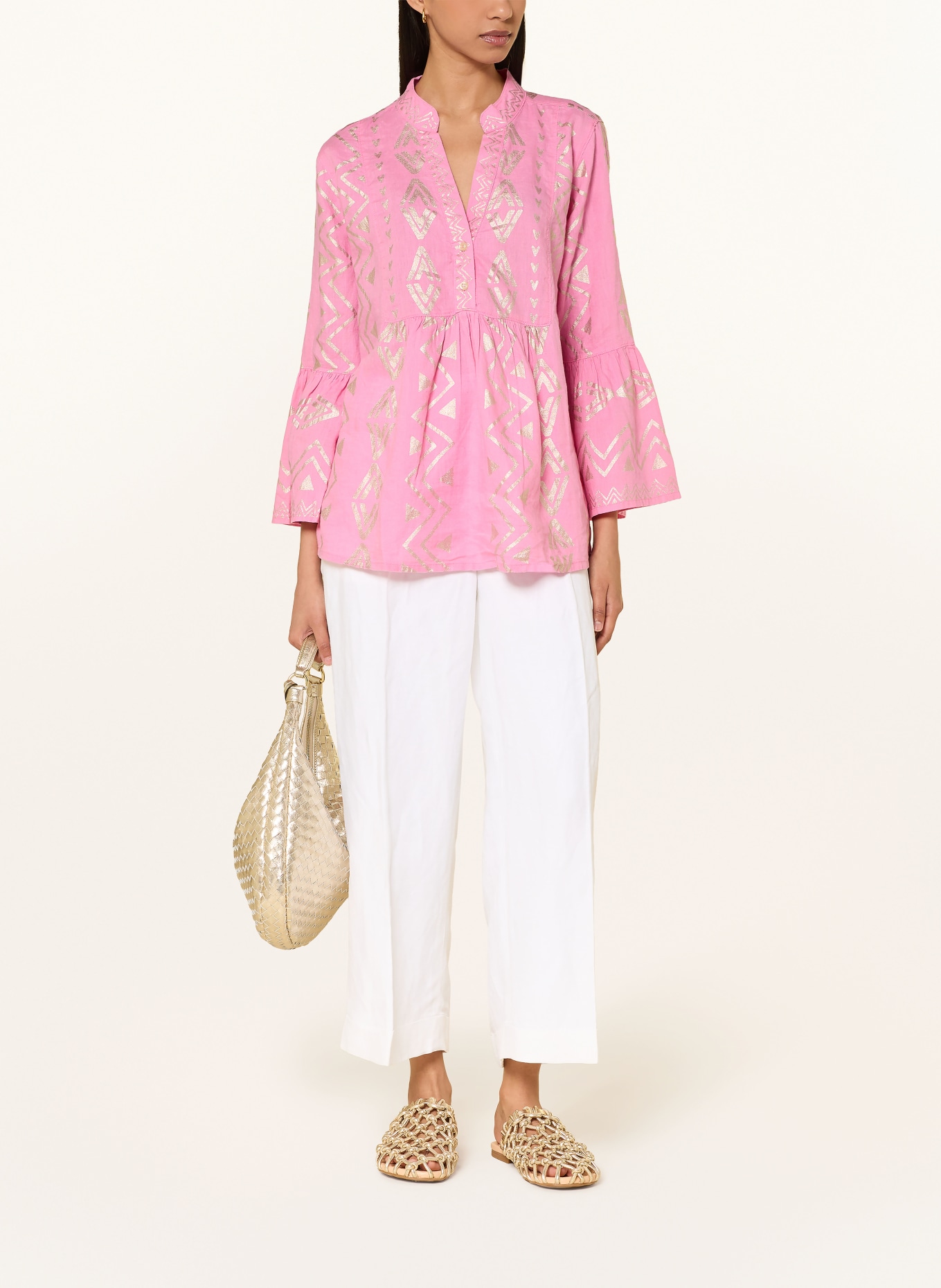 Grace Linnen overhemd: ROZE / GOUD