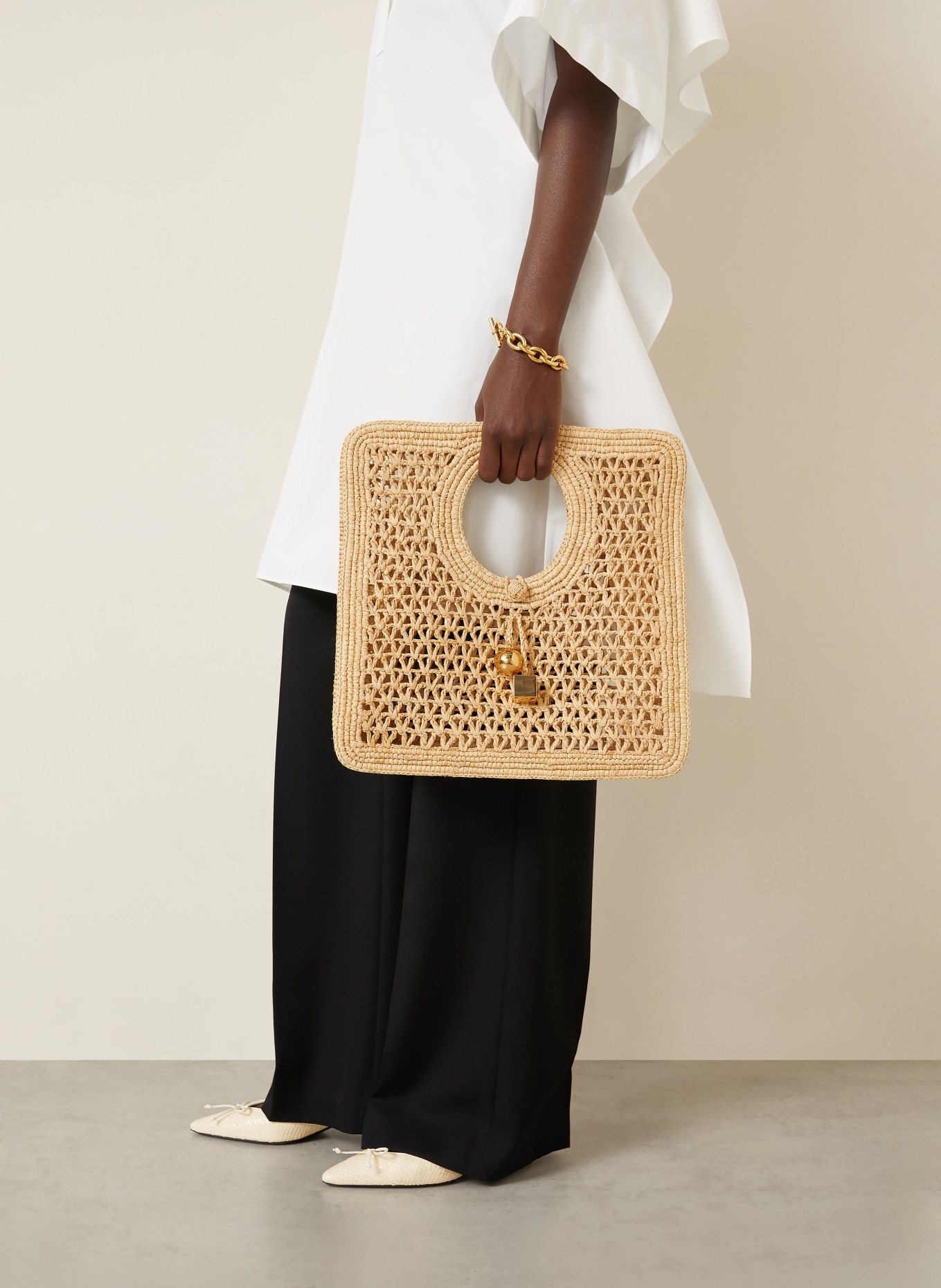 JACQUEMUS Handtas LE PETIT CARRE: LICHTBRUIN / GOUD