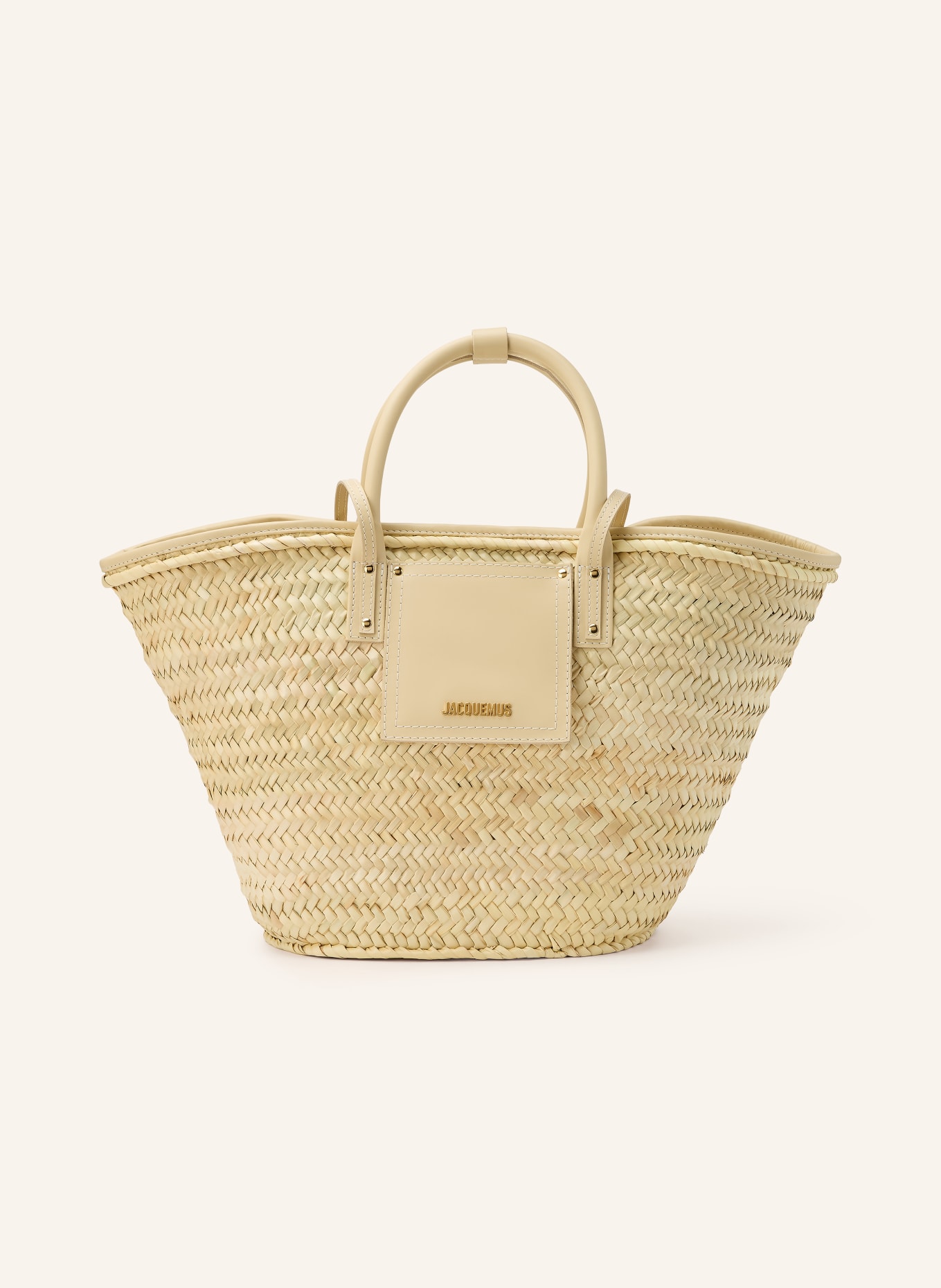 JACQUEMUS LE PANIER SOLI Tote Bag: BEIGE / GOLD / CREAM