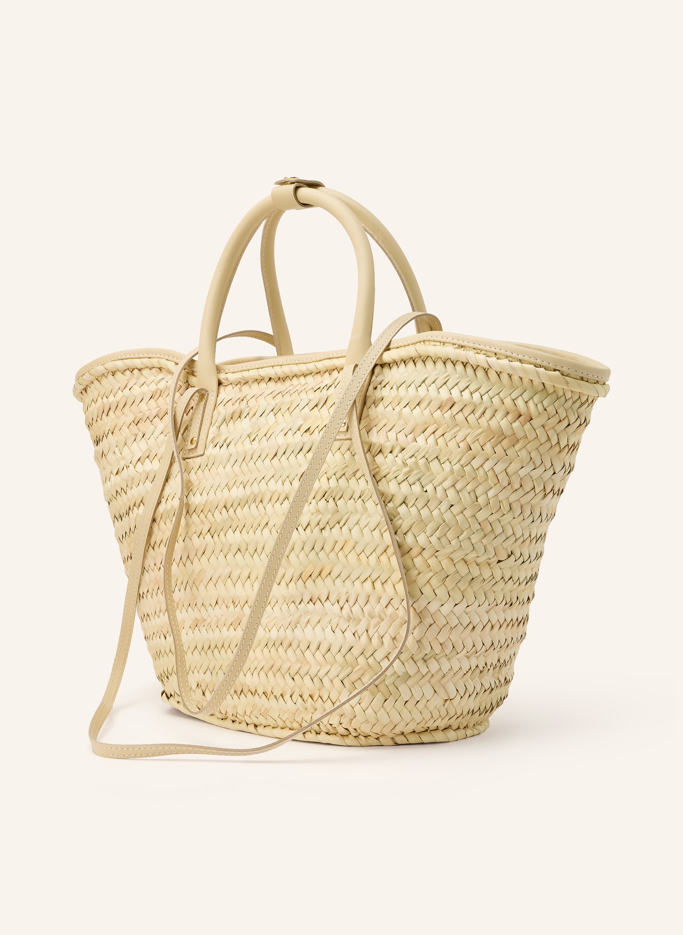 JACQUEMUS LE PANIER SOLI Tote Bag: BEIGE / GOLD / CREAM