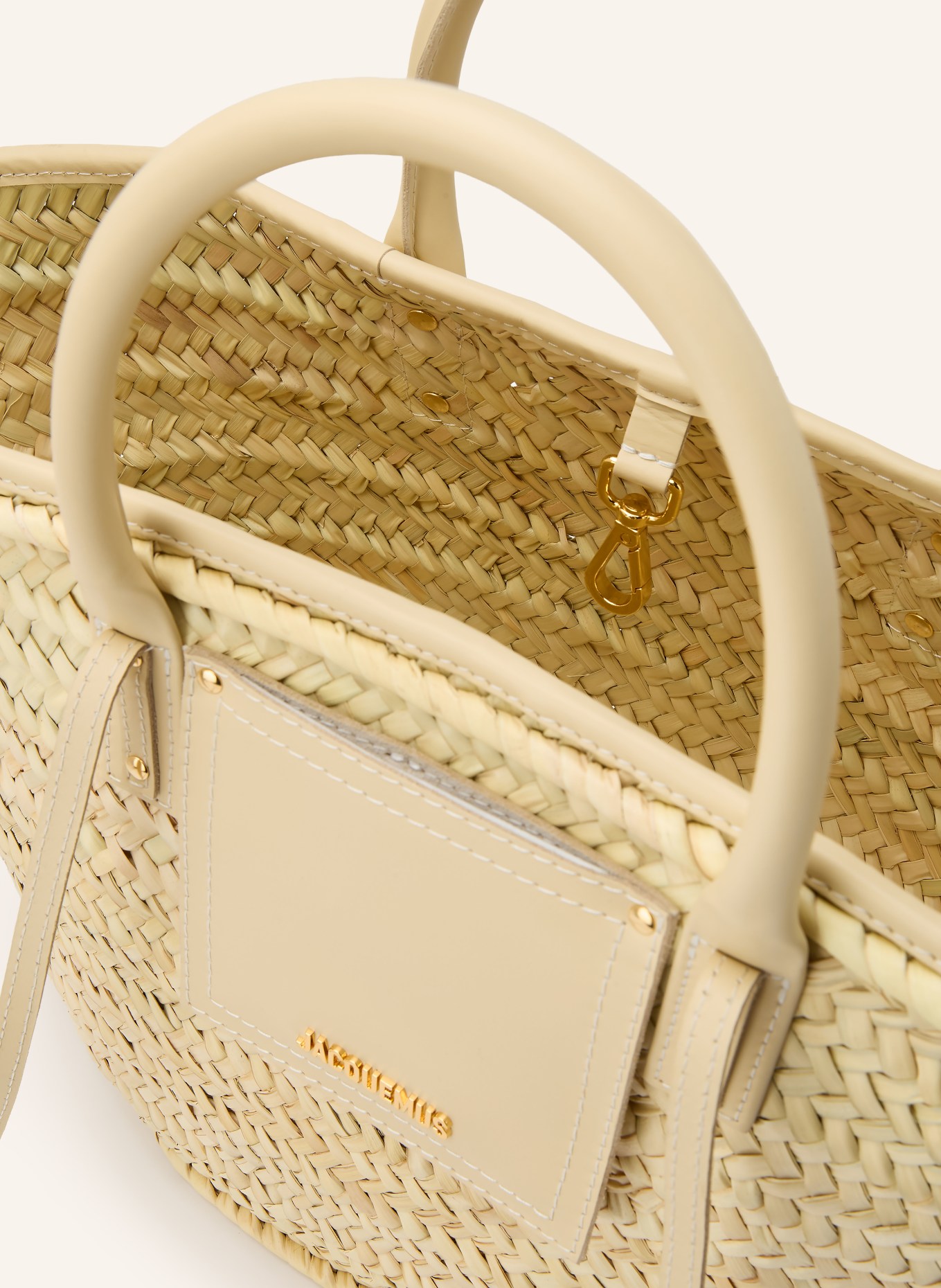 JACQUEMUS LE PANIER SOLI Tote Bag: BEIGE / GOLD / CREAM