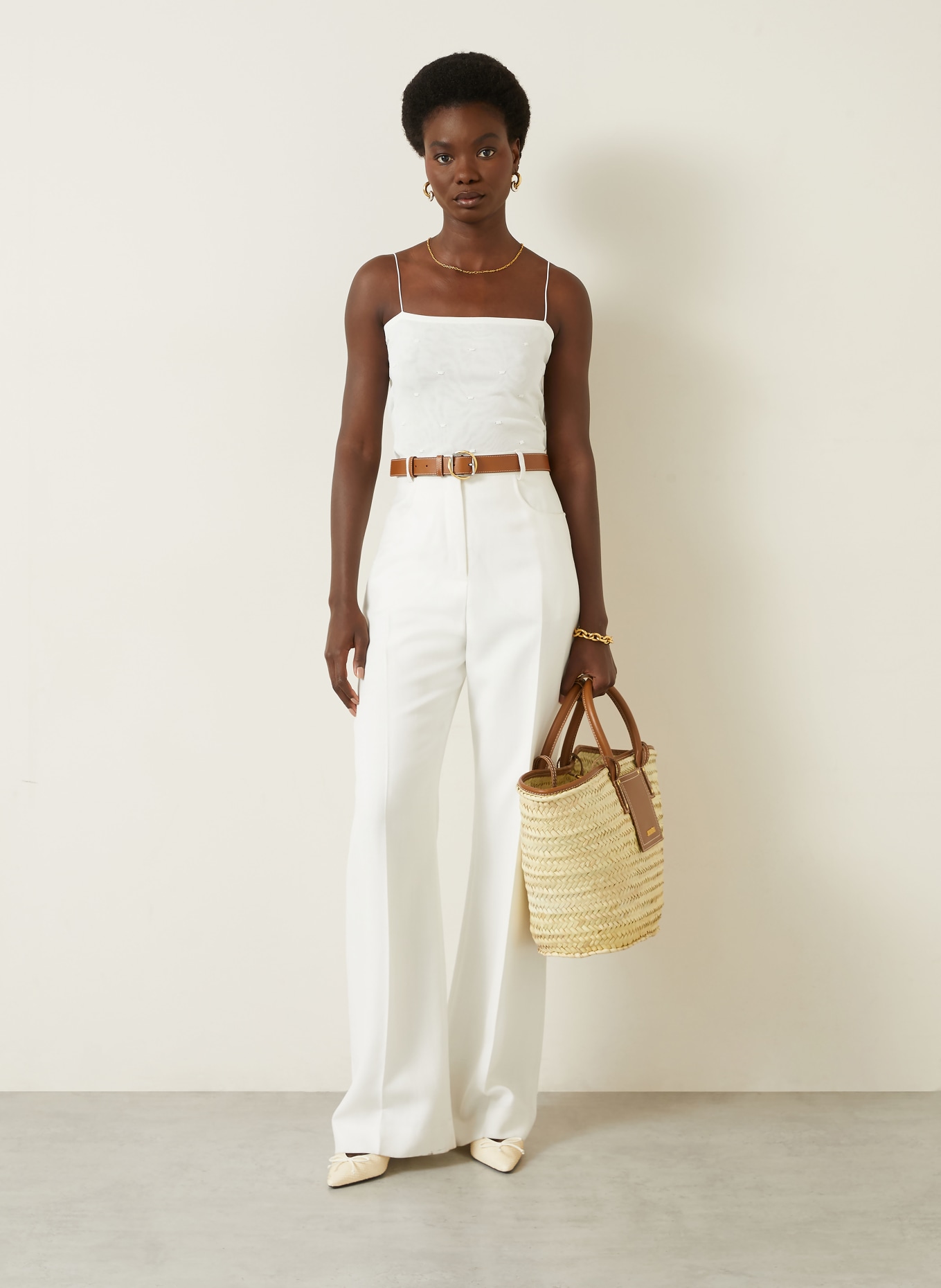 JACQUEMUS Shopper LE PANIER SOLI: ECRU / GOLD
