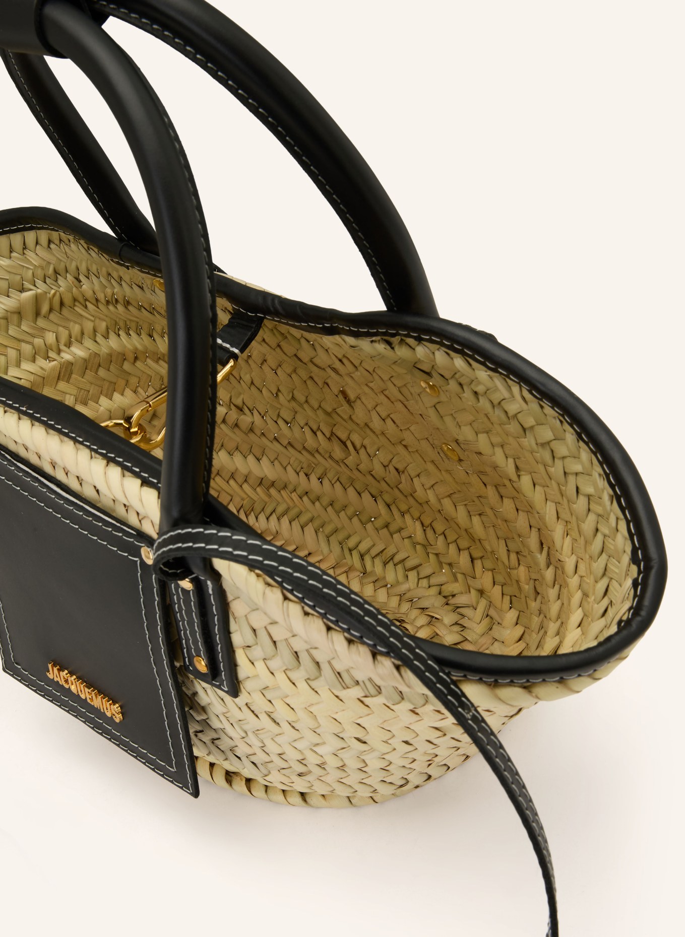 JACQUEMUS Boodschappentas LE PETIT PANIER SOLI: BEIGE / ZWART