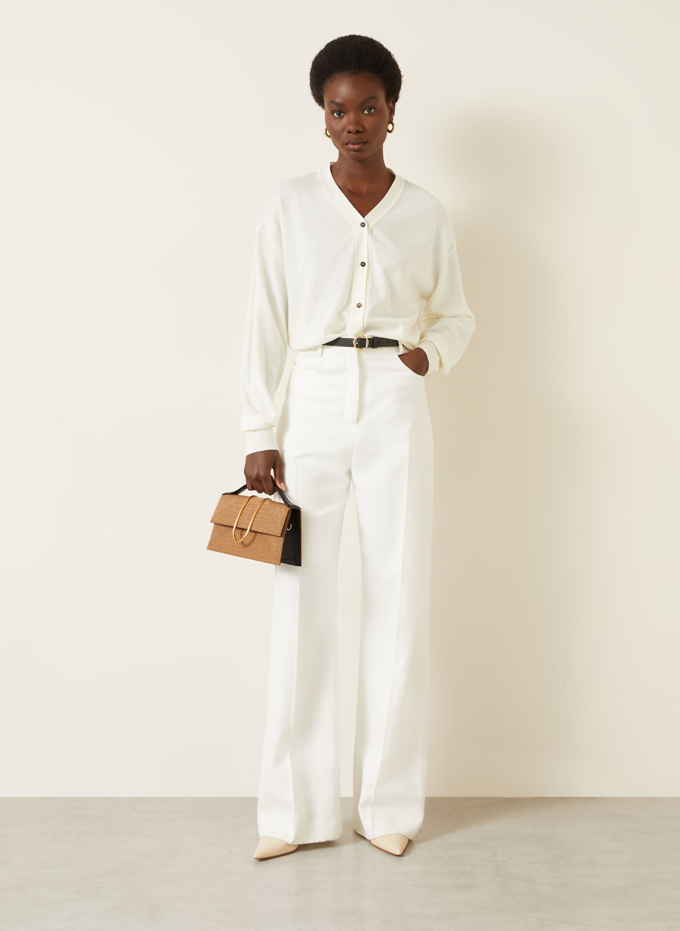 JACQUEMUS LE GRAND BAMBINO shoulder bag: BEIGE / BLACK