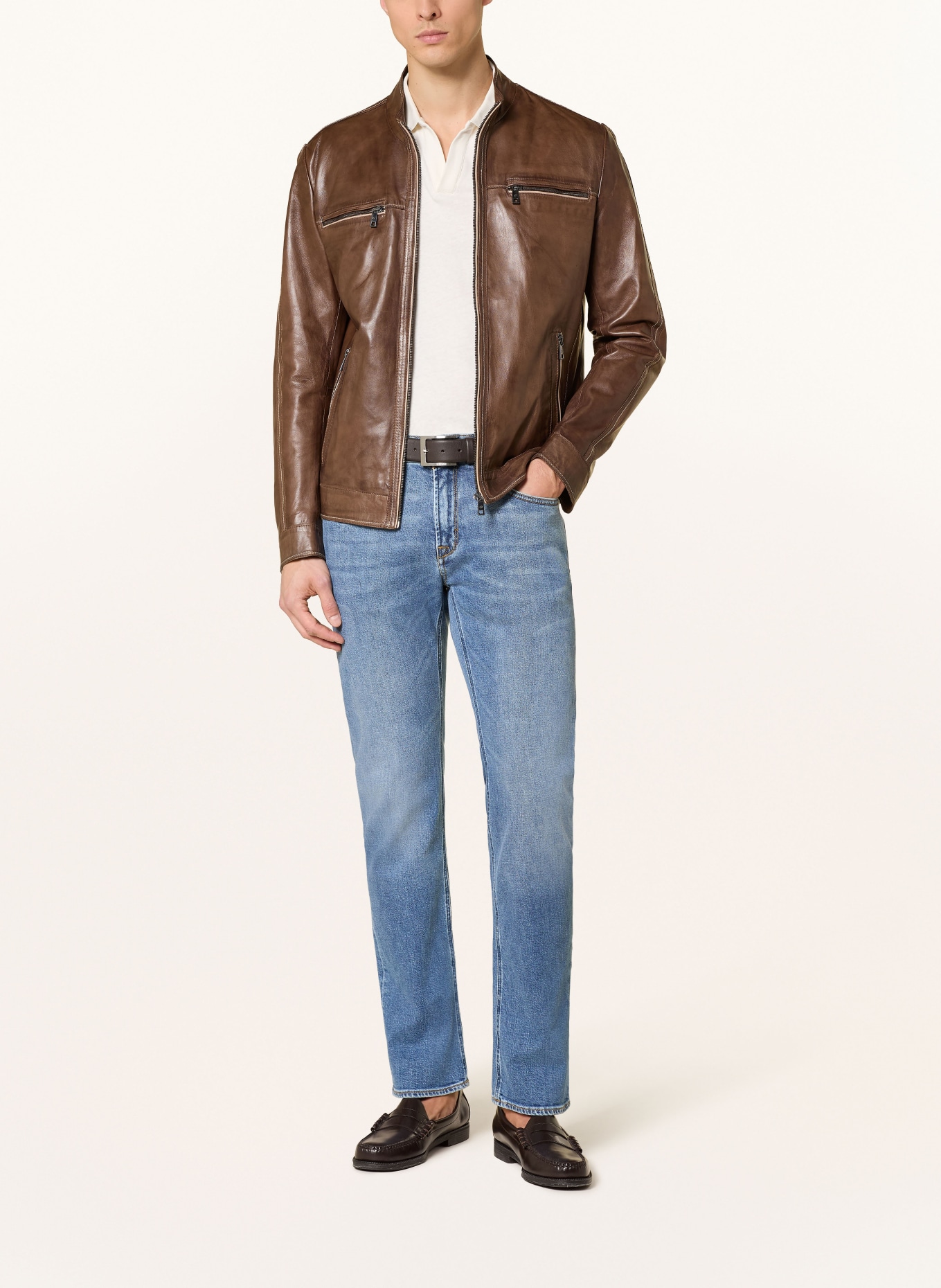 MILESTONE Lederjacke MSETHAN: BRAUN