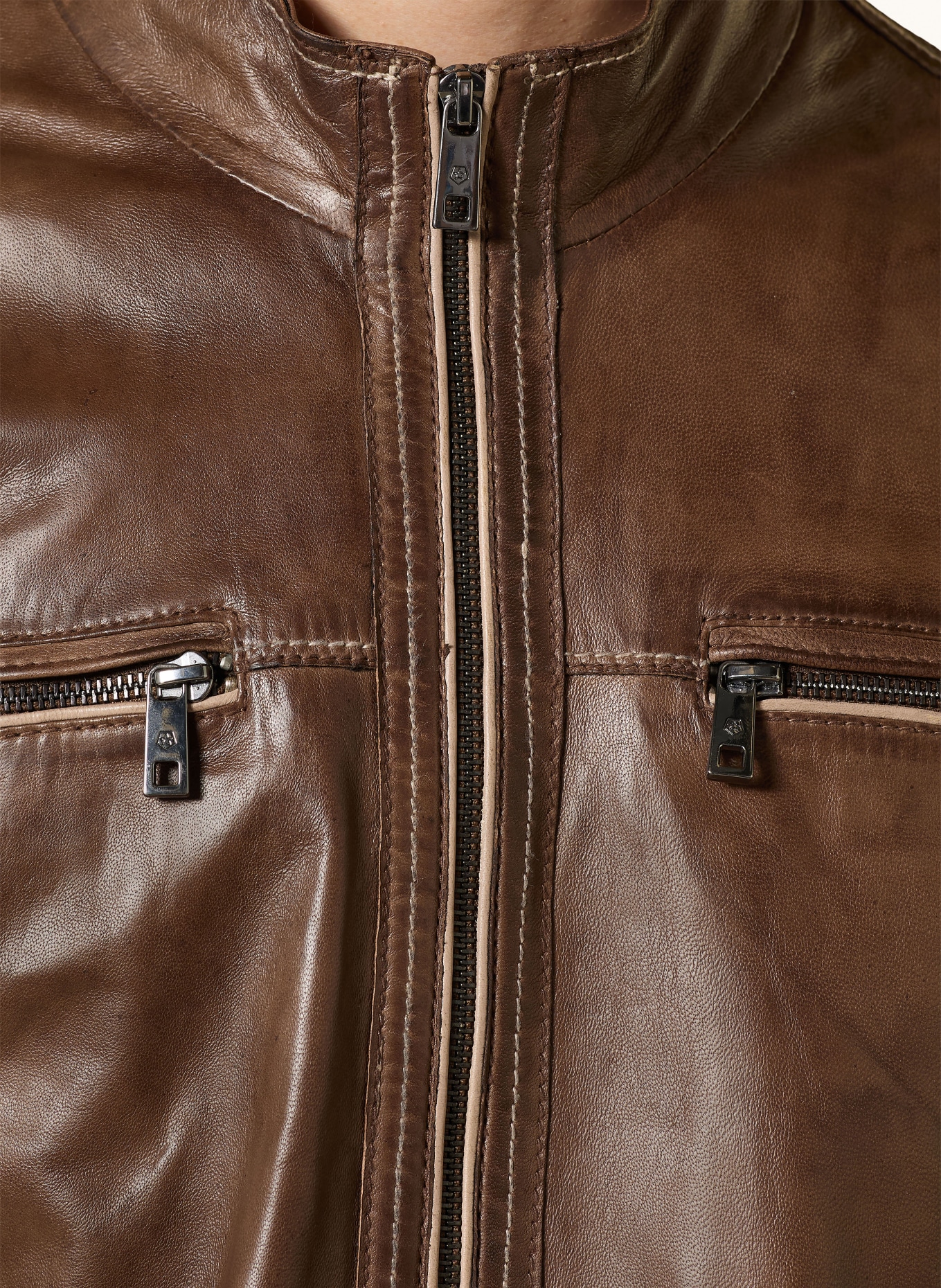 MILESTONE Lederjacke MSETHAN: BRAUN