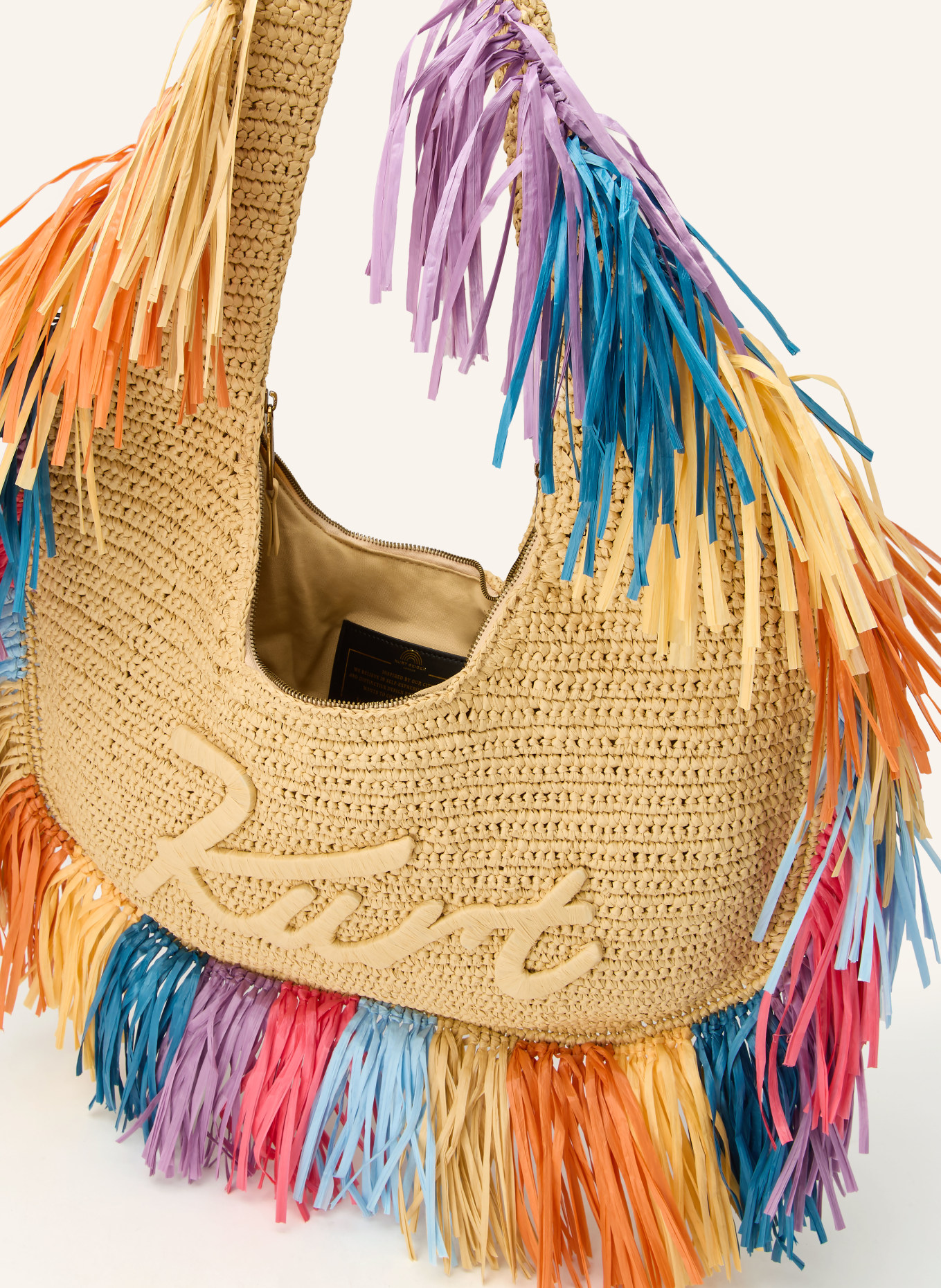 KURT GEIGER KURT LARGE drawstring bag: BEIGE / PINK / LIGHT BLUE