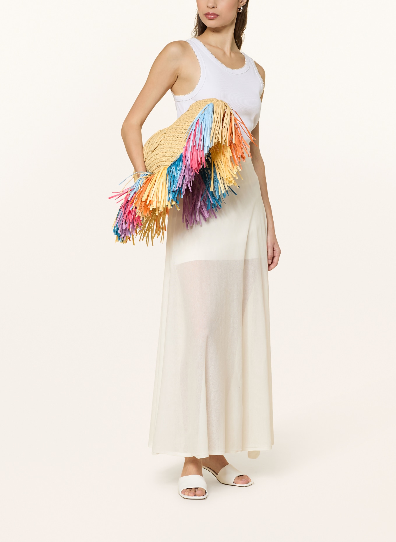 KURT GEIGER KURT LARGE drawstring bag: BEIGE / PINK / LIGHT BLUE