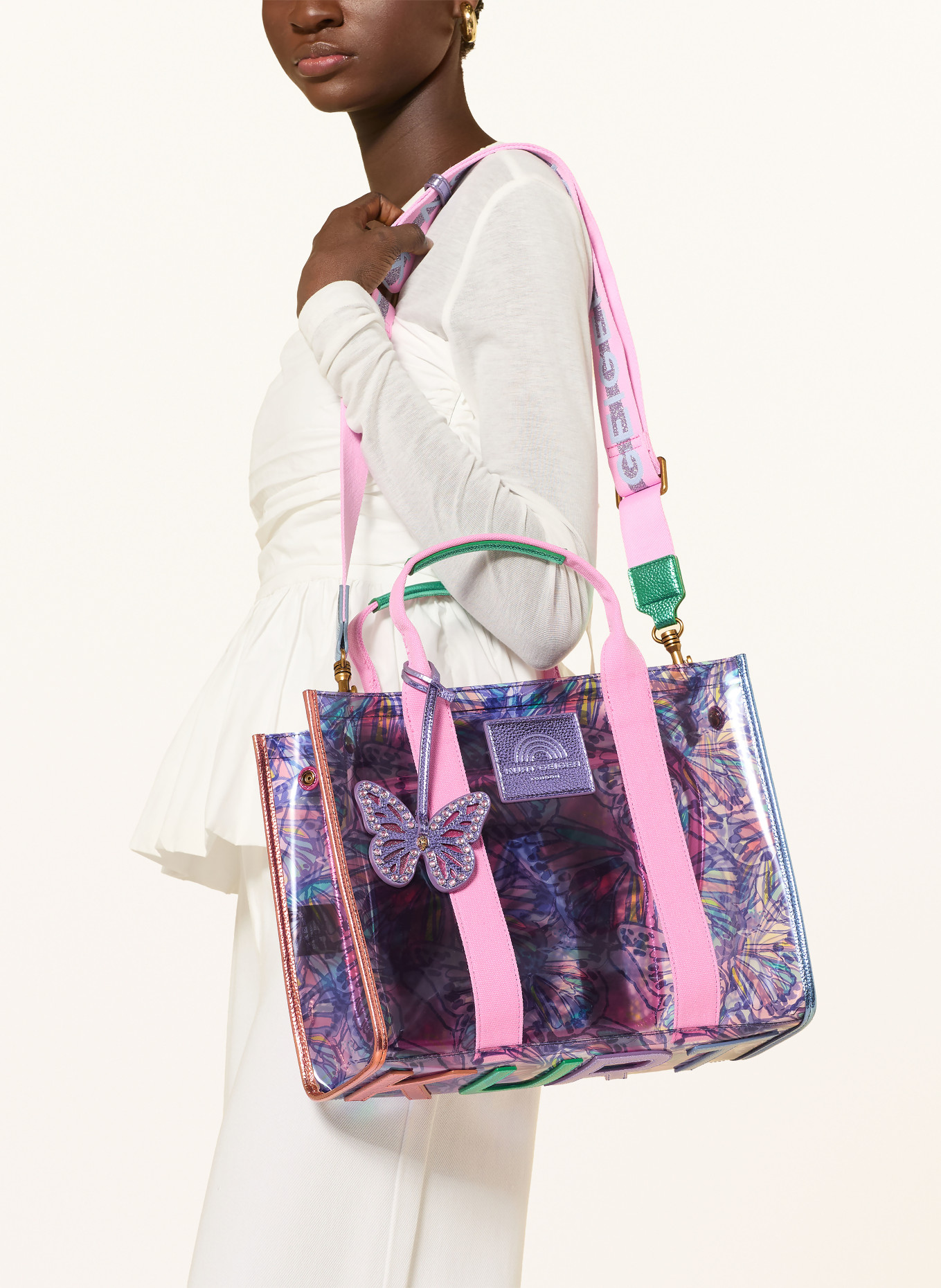 KURT GEIGER Handtas SOUTHBANK: DONKERPAARS / ROZE / ORANJE