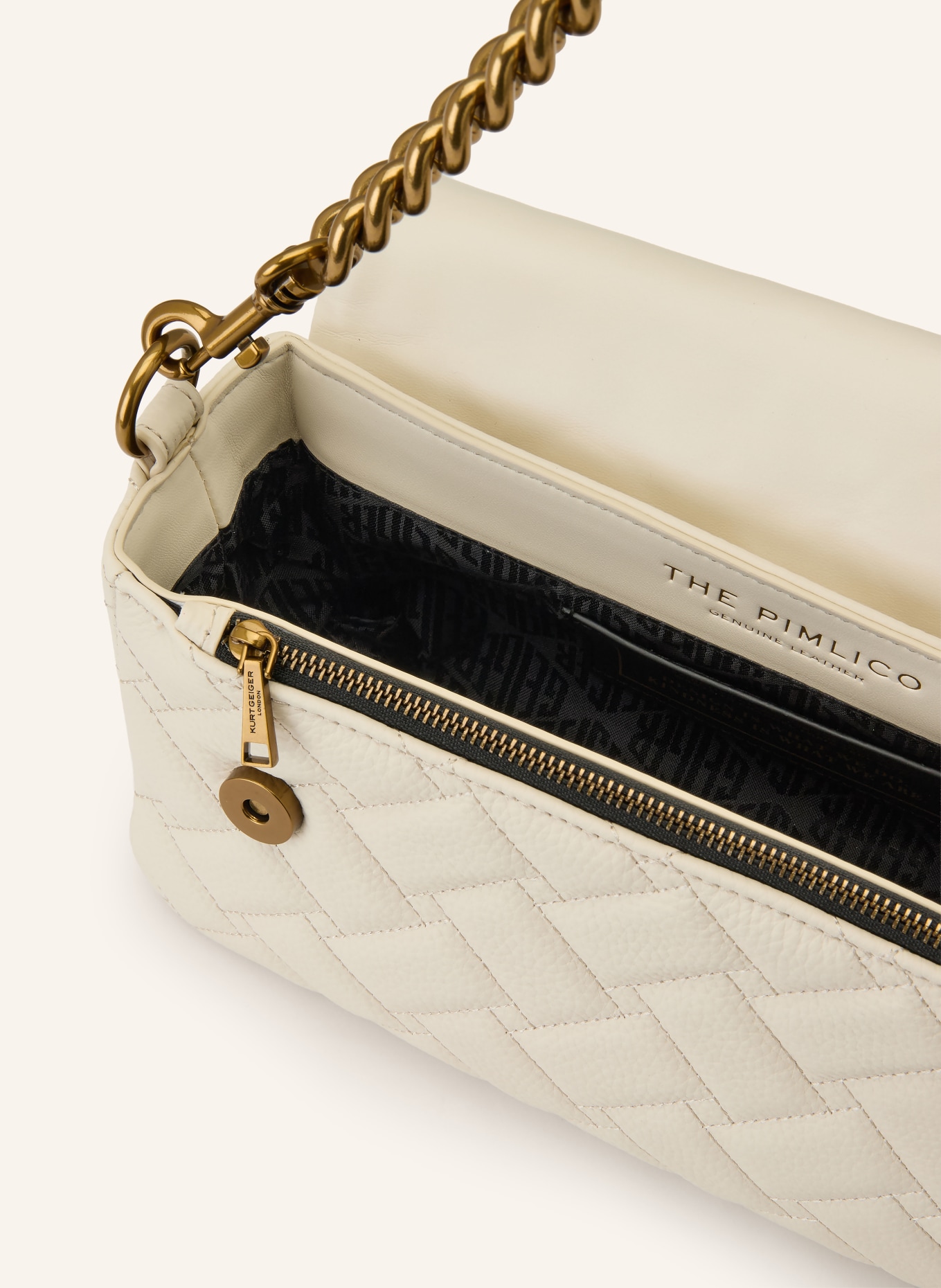 KURT GEIGER Kabelka PIMLICO s ozdobnými kameny: KRÉMOVÁ