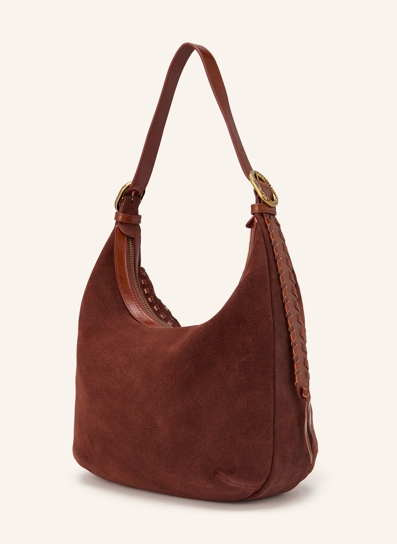 KURT GEIGER Schultertasche mit Schmucksteinen: BRAUN / GOLD